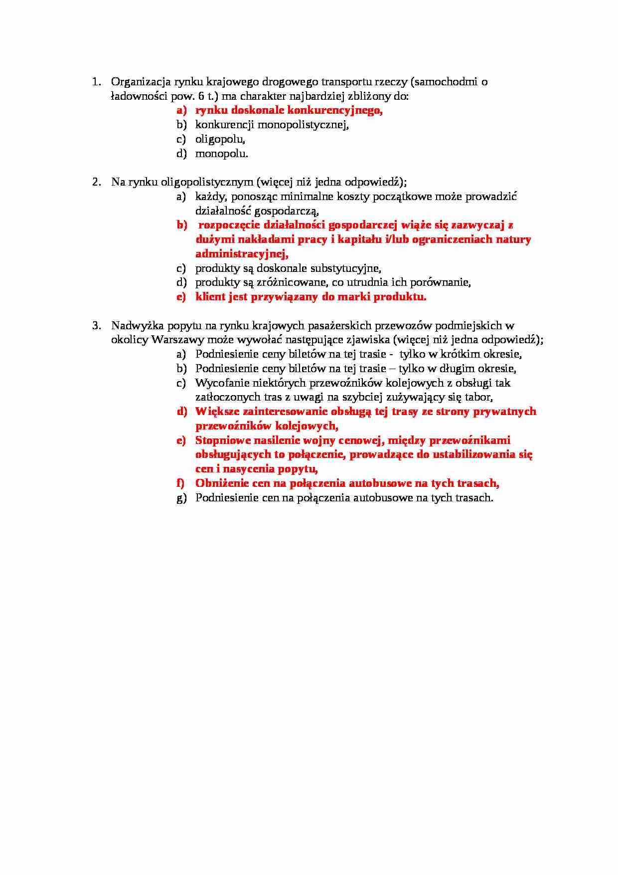 Organizacja rynku krajowego i rynek oligopolistyczny - omówienie testu - strona 1