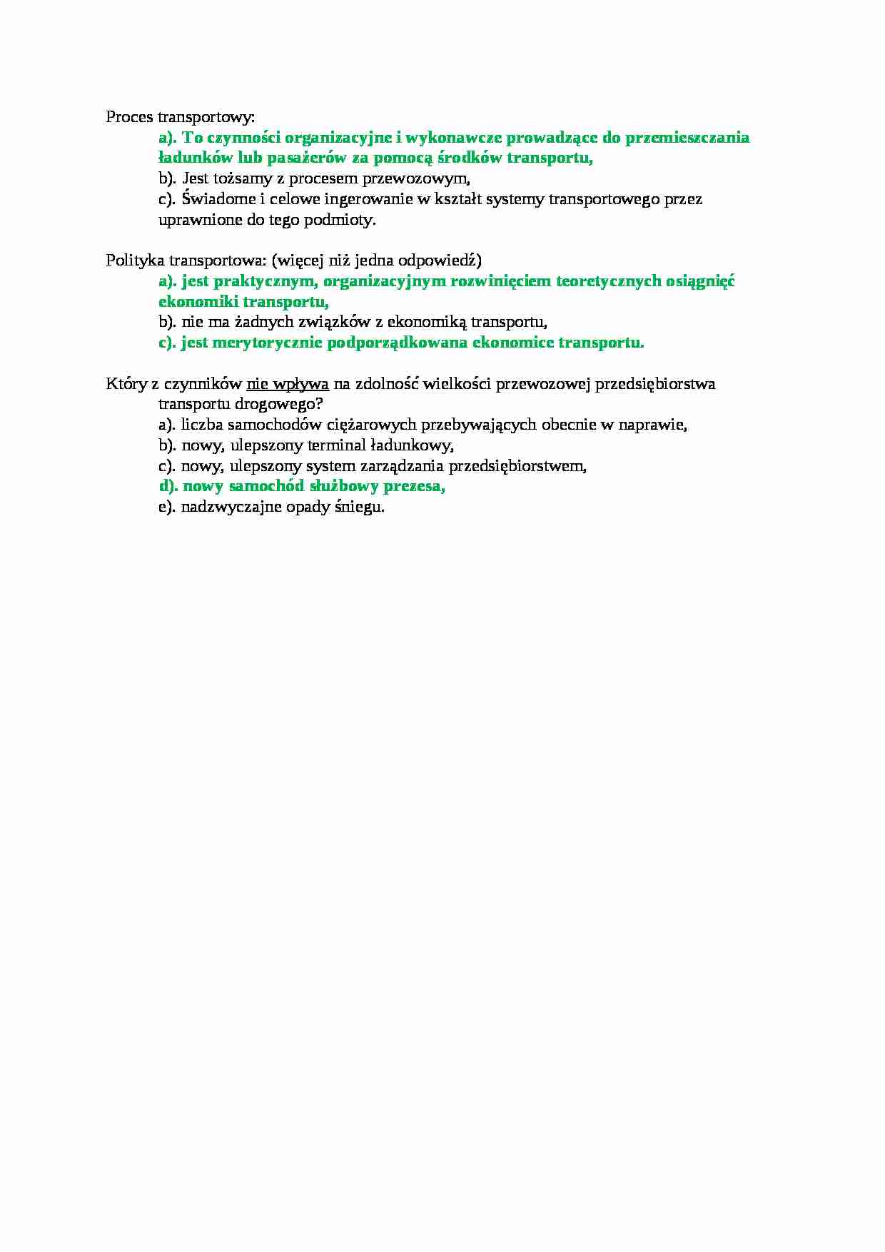 Proces transportowy - test  - strona 1