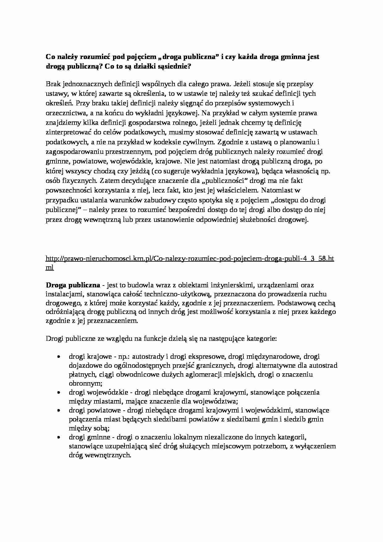 Droga publiczna - pojęcie - strona 1