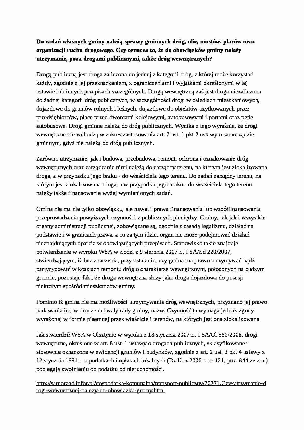 Zadania własne gminy - omówienie - strona 1