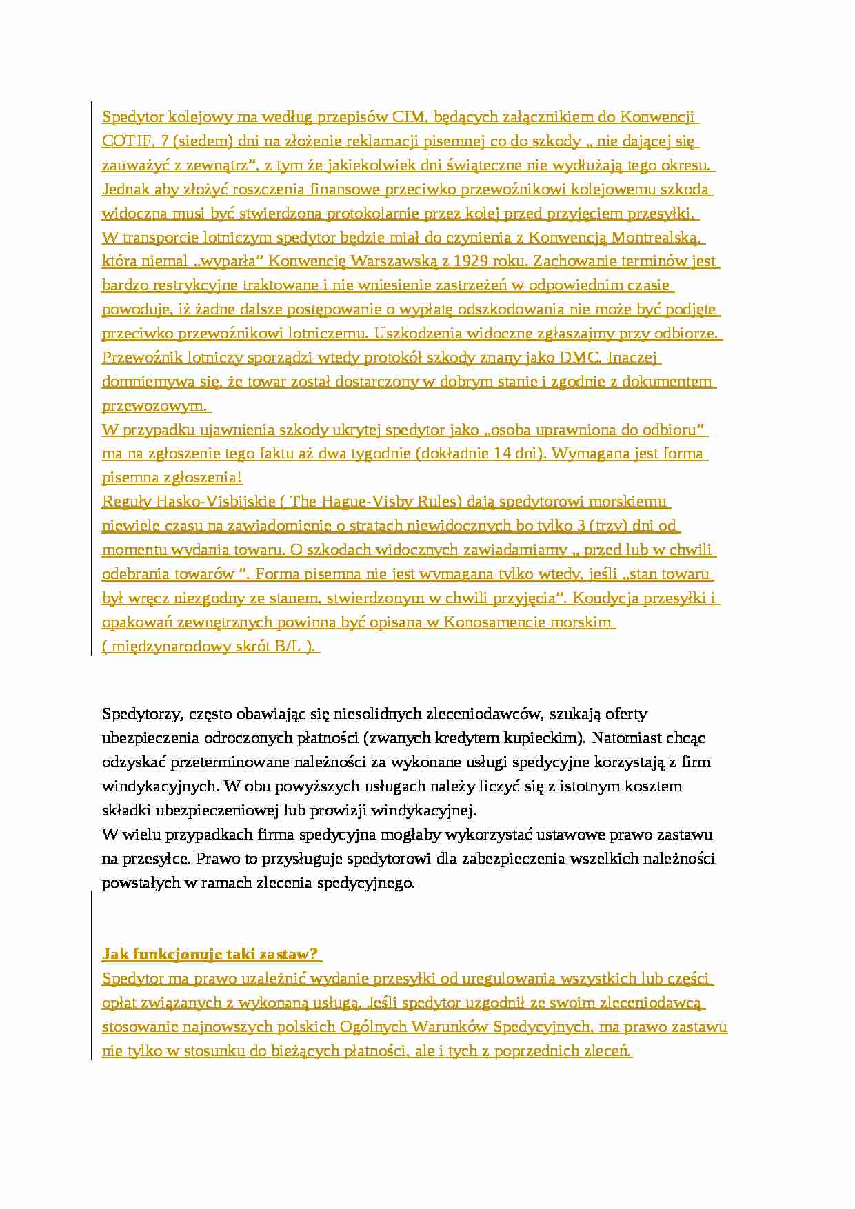 Spedytor kolejowy według przepisów CIM. - strona 1