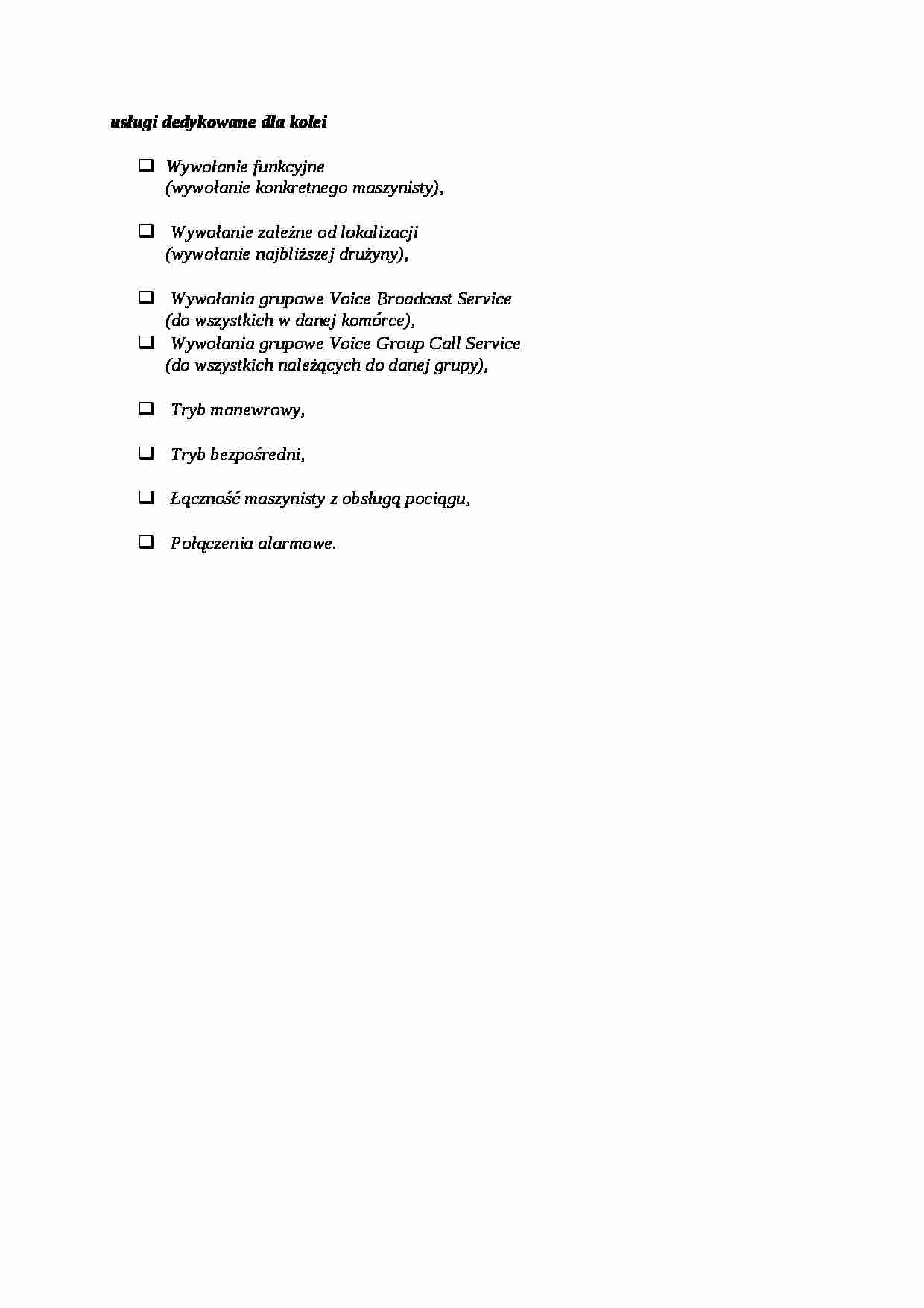 Usługi dedykowane dla kolei - strona 1