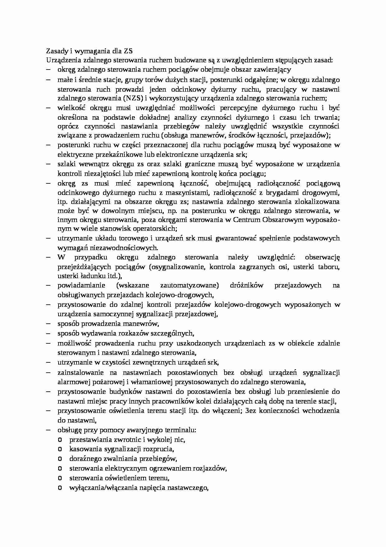 Zasady i wymagania dla ZS - strona 1