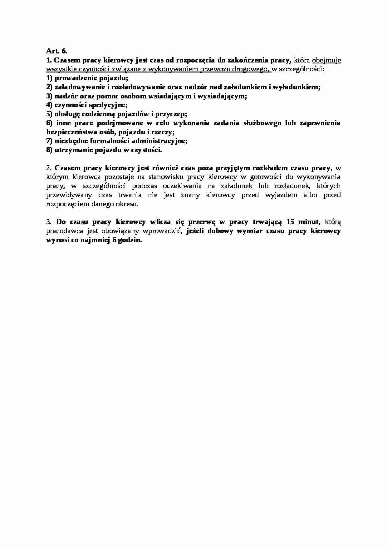 Art. 6. - praca kierowcy - strona 1