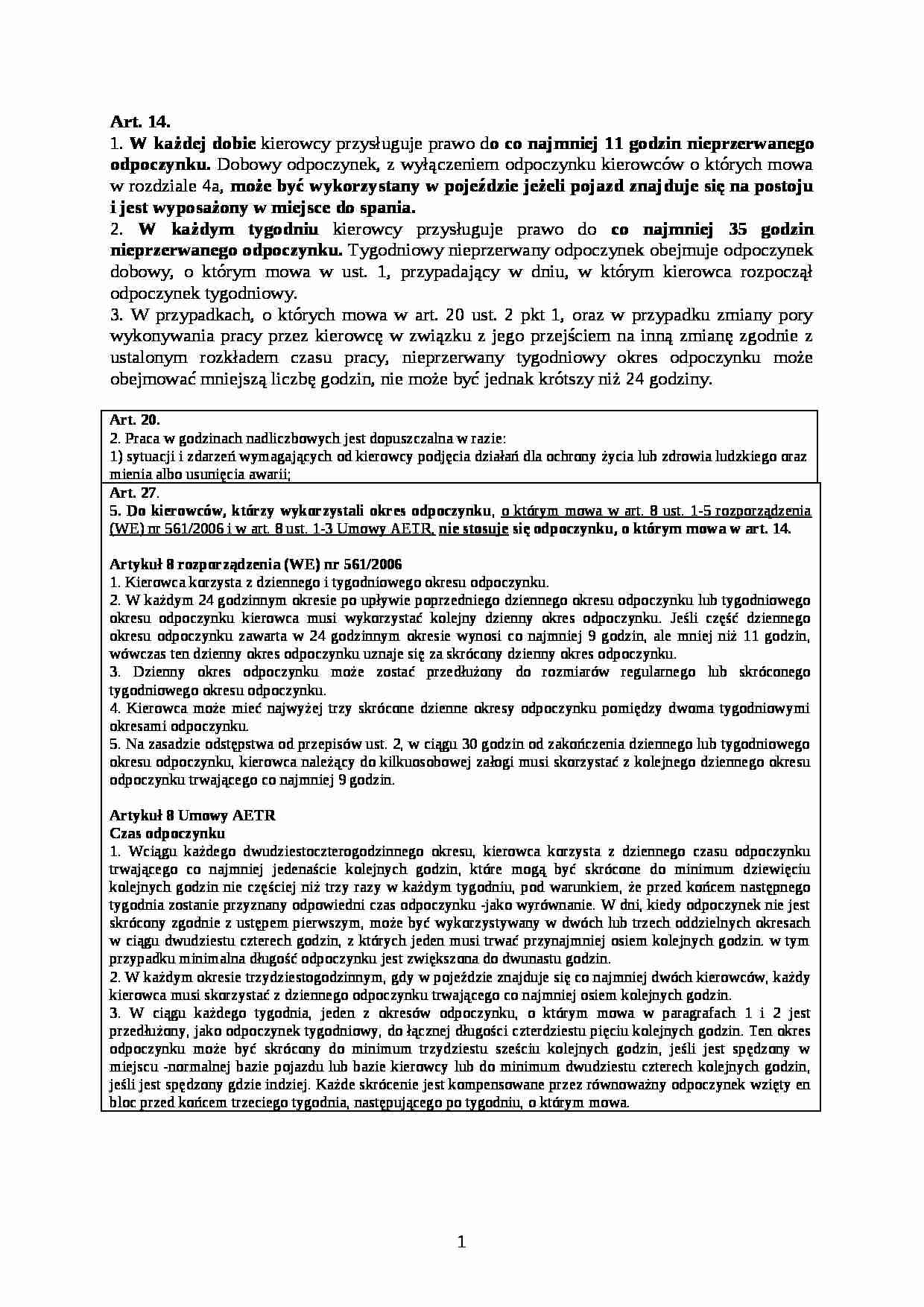 Art. 14. - dobowy odpoczynek - strona 1