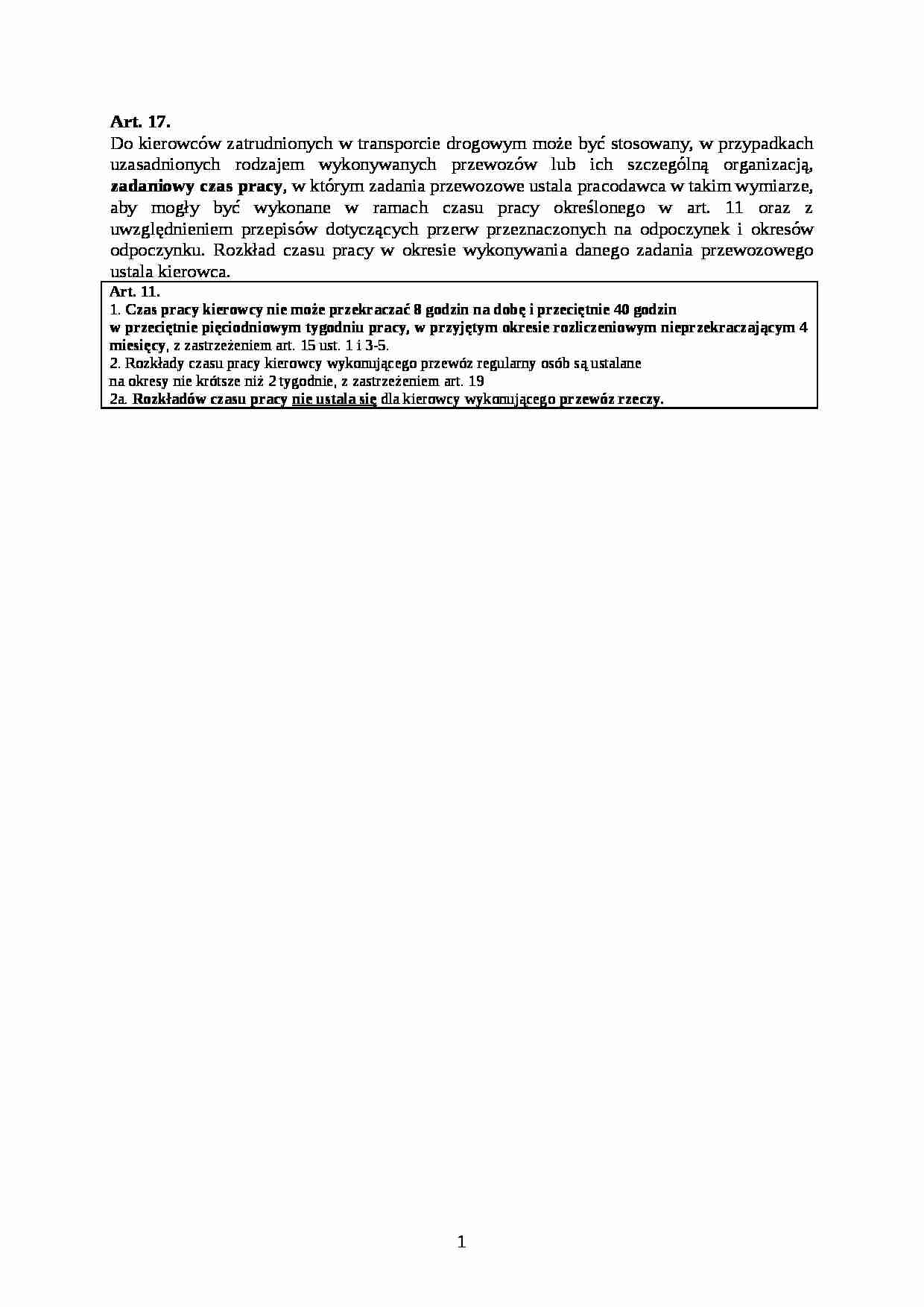 Art. 17. - zadaniowy czas pracy - strona 1