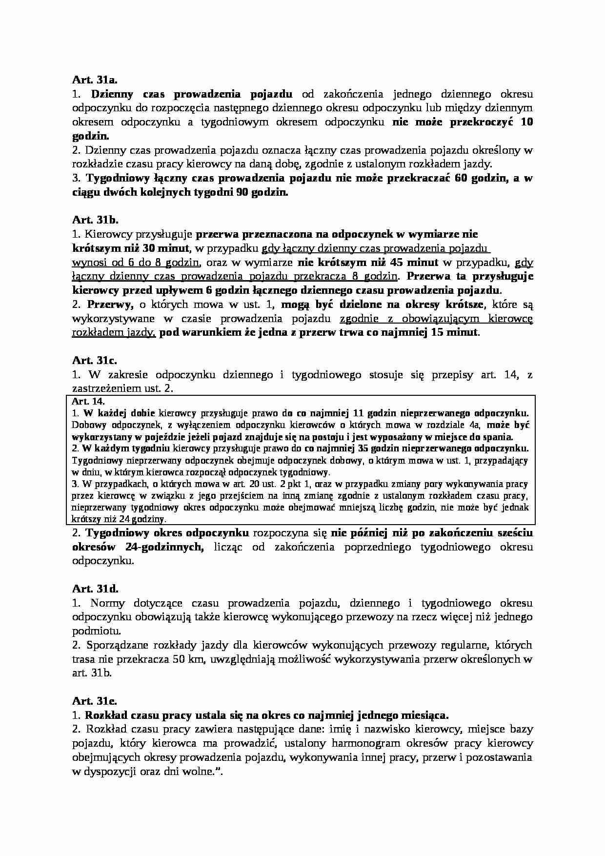 Art. 31.- dzienny czas prowadzenia pojazdu - strona 1