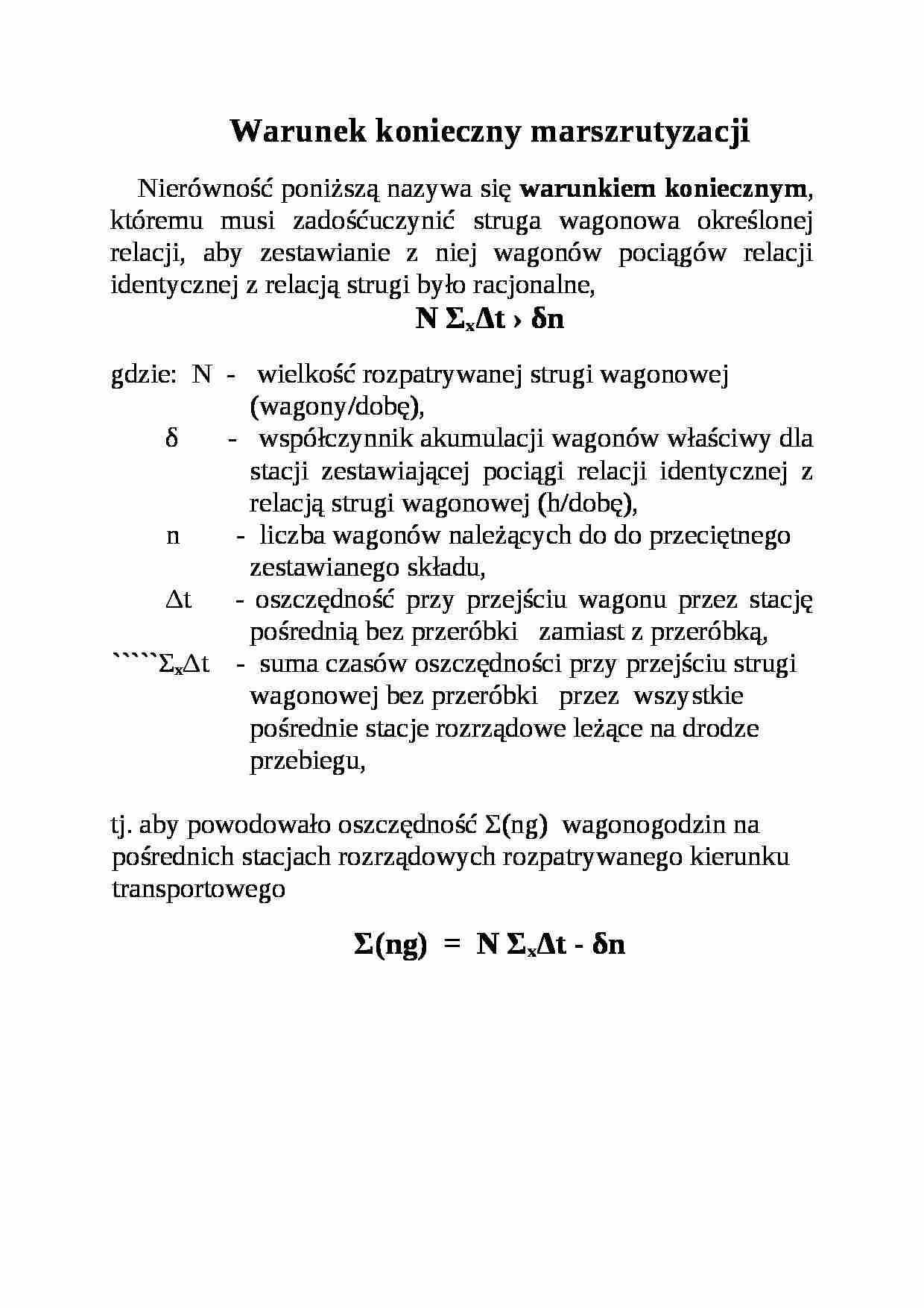 Warunek konieczny marszrutyzacji - opis - strona 1