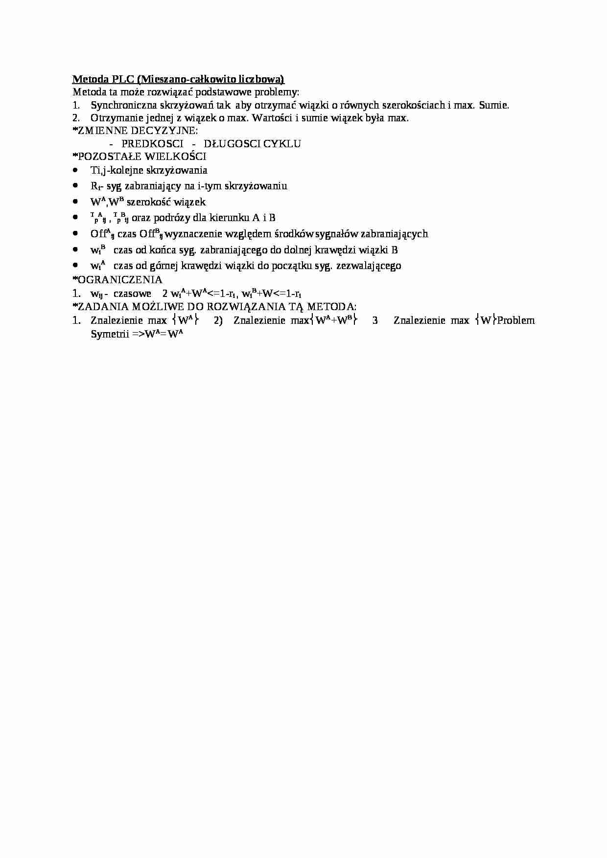 Metoda PLC (Mieszano-całkowito liczbowa) - omówienie - strona 1