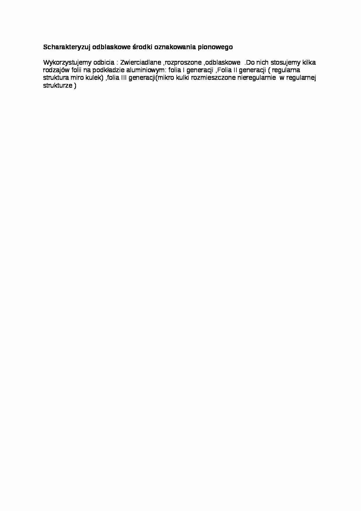 Odblaskowe znakowanie pionowe - opis - strona 1