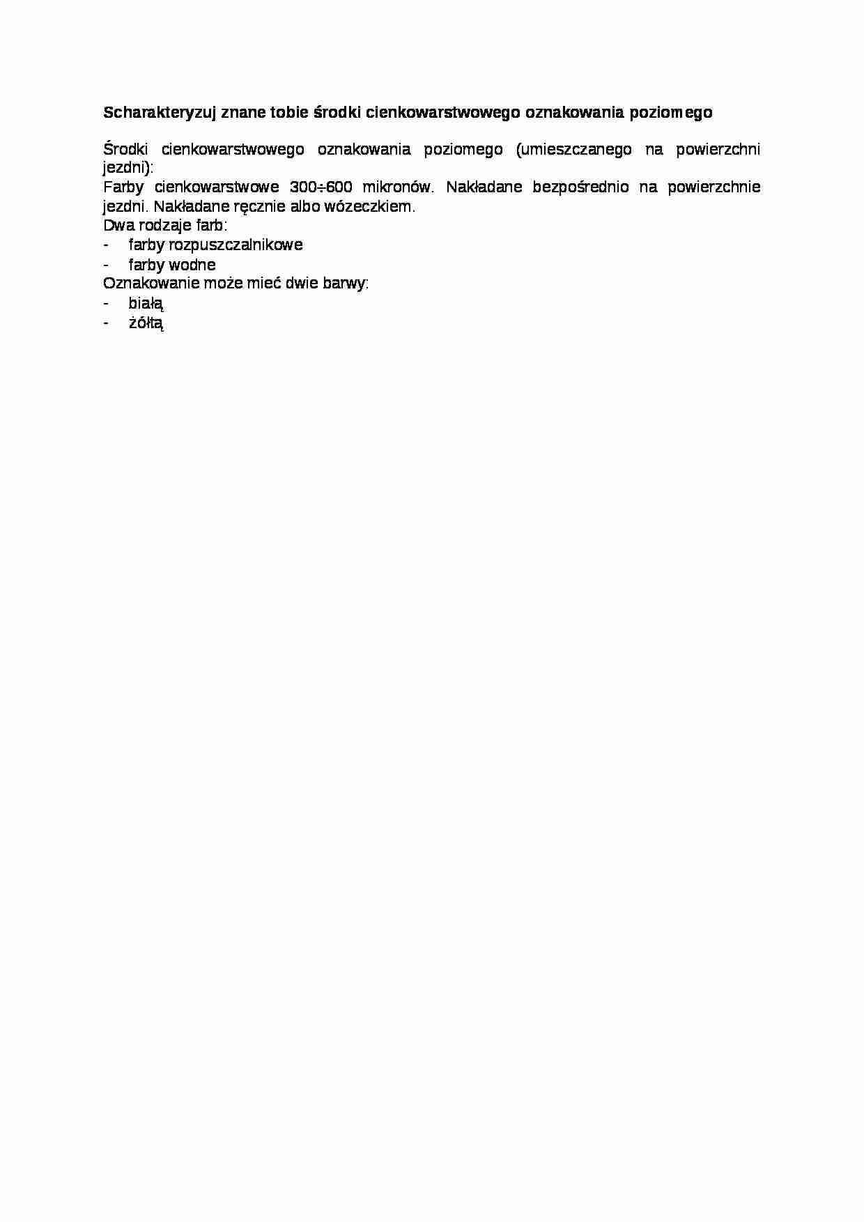 Środki cienkowarstwowego oznakowania poziomego - strona 1