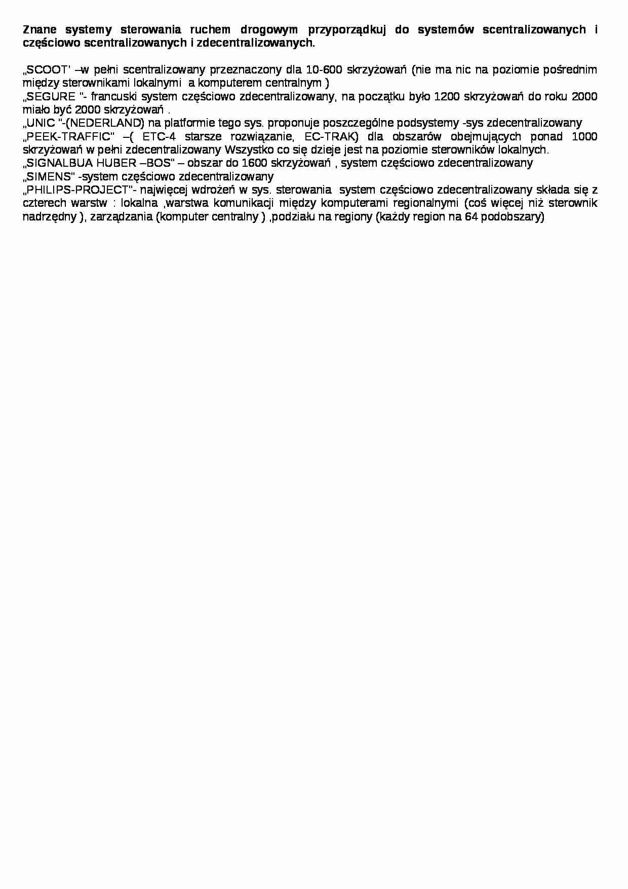 Znane systemy sterowania ruchem drogowym - strona 1