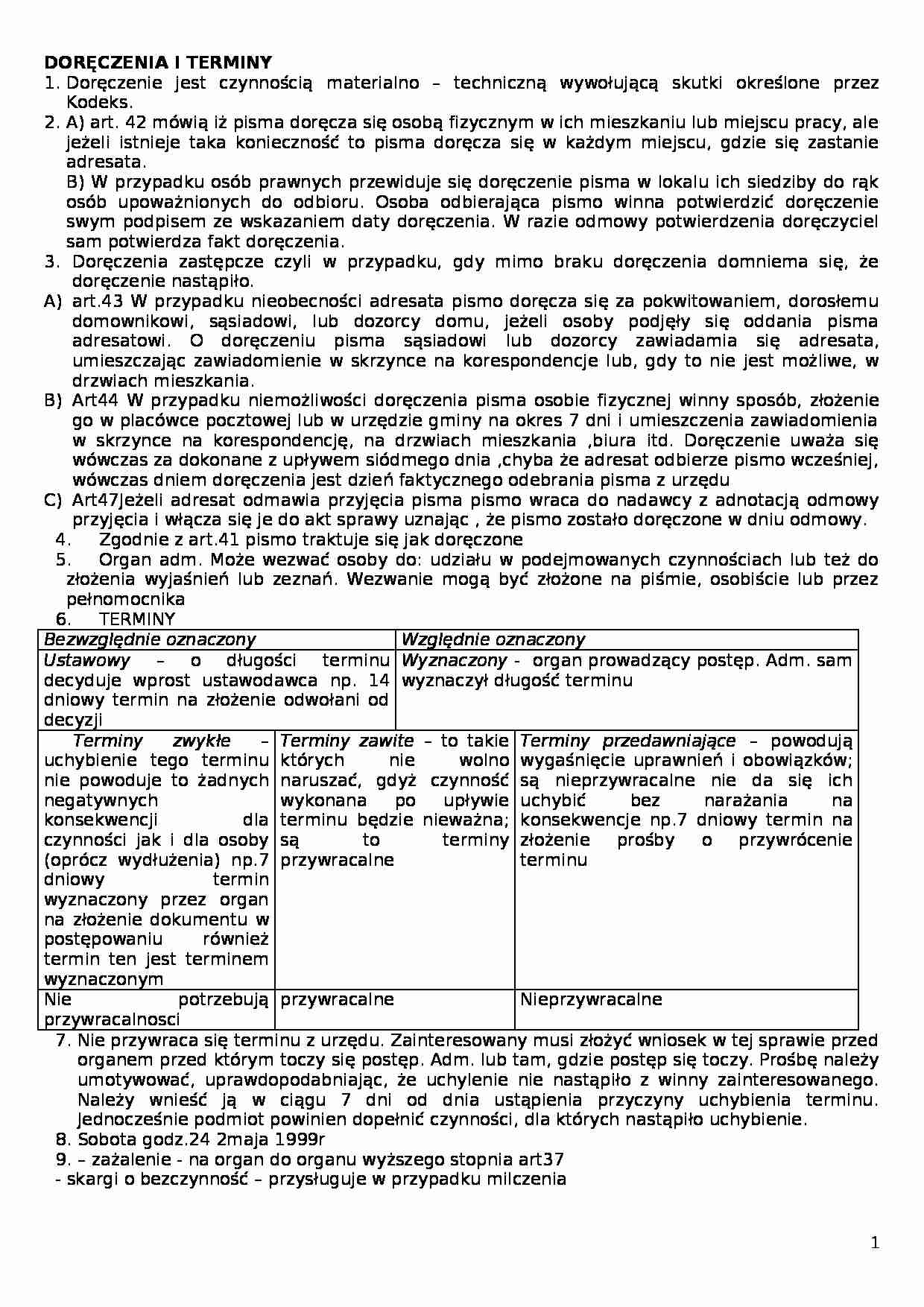 Terminy i doręczenia - wykład - strona 1