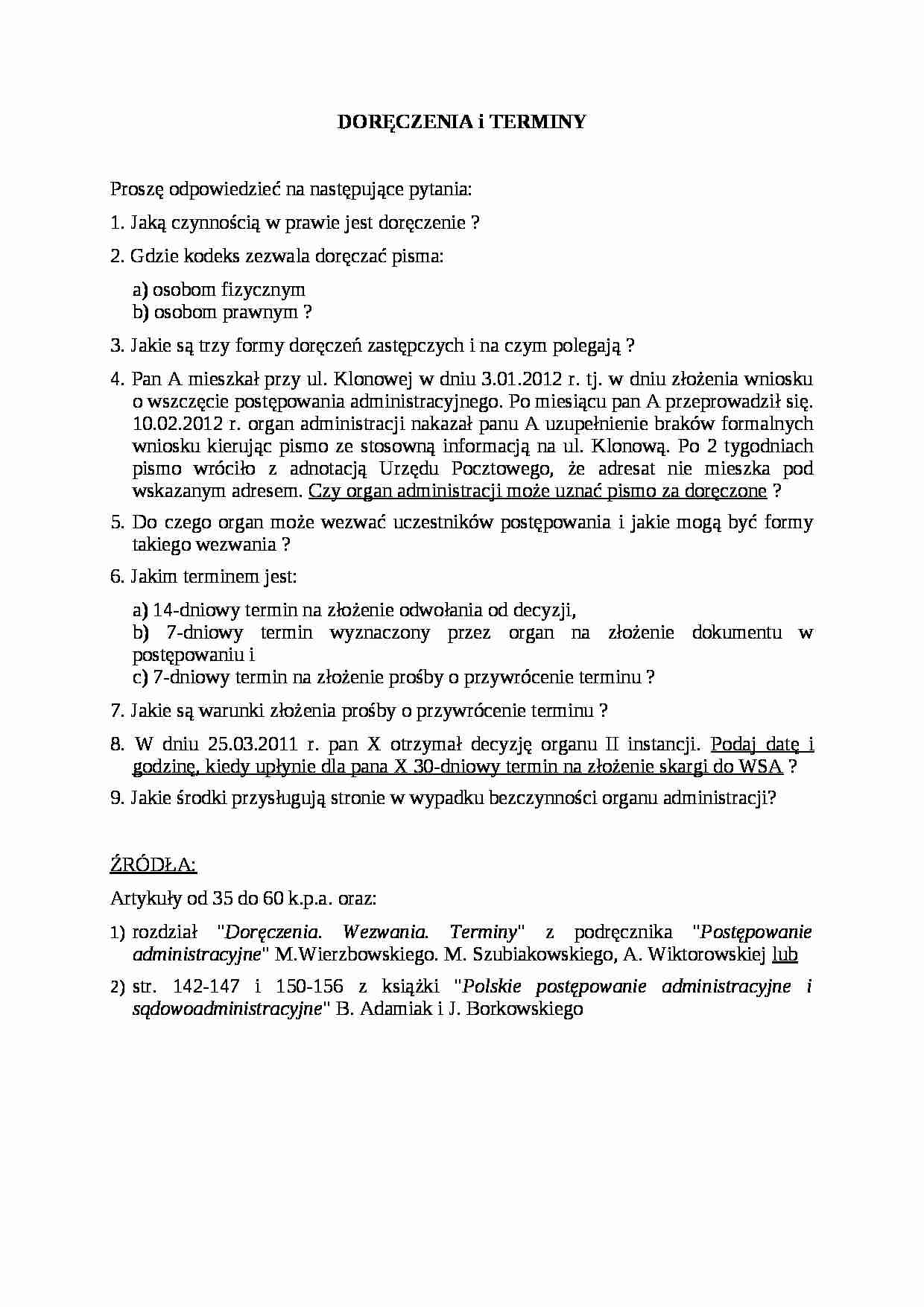 Doreczenia i terminy- pytania - strona 1
