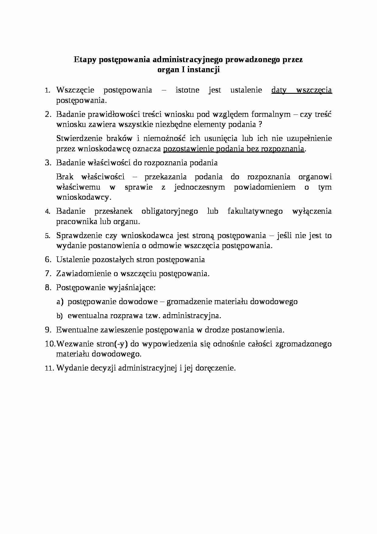 Etapy postępowania administracyjnego - omówienie - strona 1