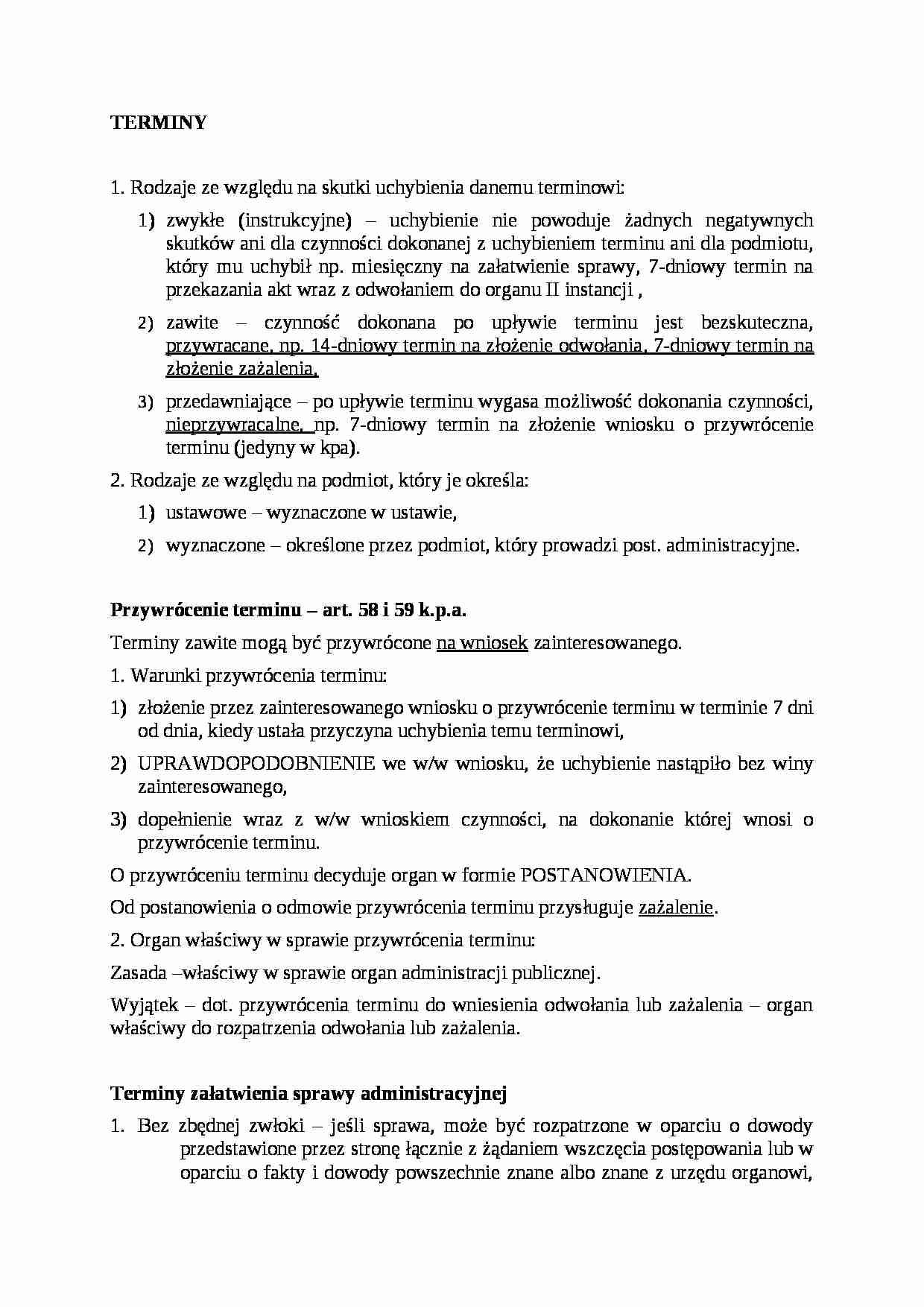 Postępowanie administracyjne - terminy - strona 1