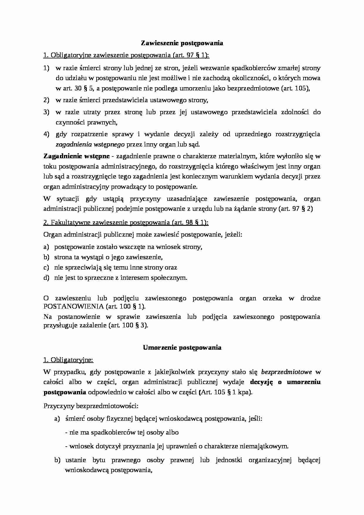 Zawieszenie postępowania - omówienie - strona 1