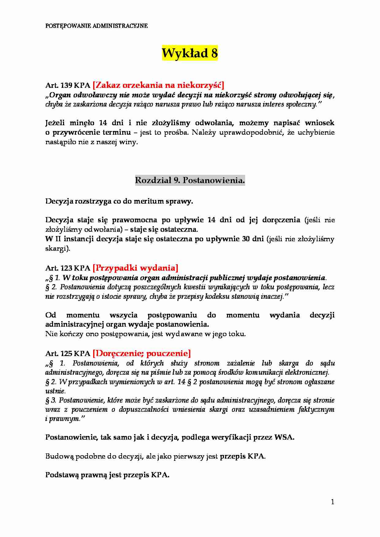 Zakład orzekania na niekorzyść - wykład - strona 1