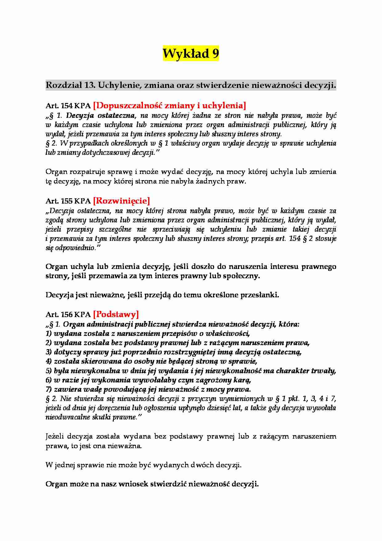 Uchylenie, zmiana oraz stwierdzenie nieważności decyzji - wykład - strona 1
