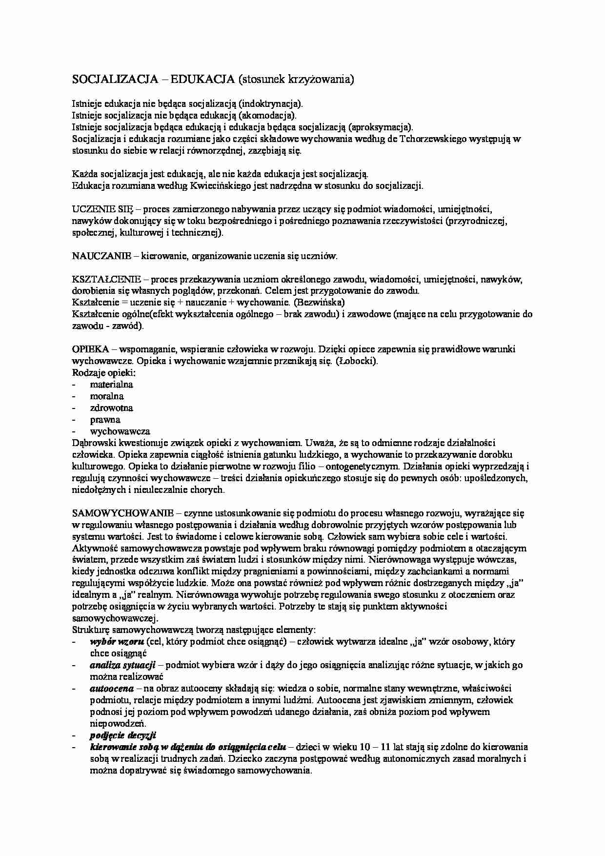 Socjalizacja- edukacja, stosunek krzyżowania - strona 1