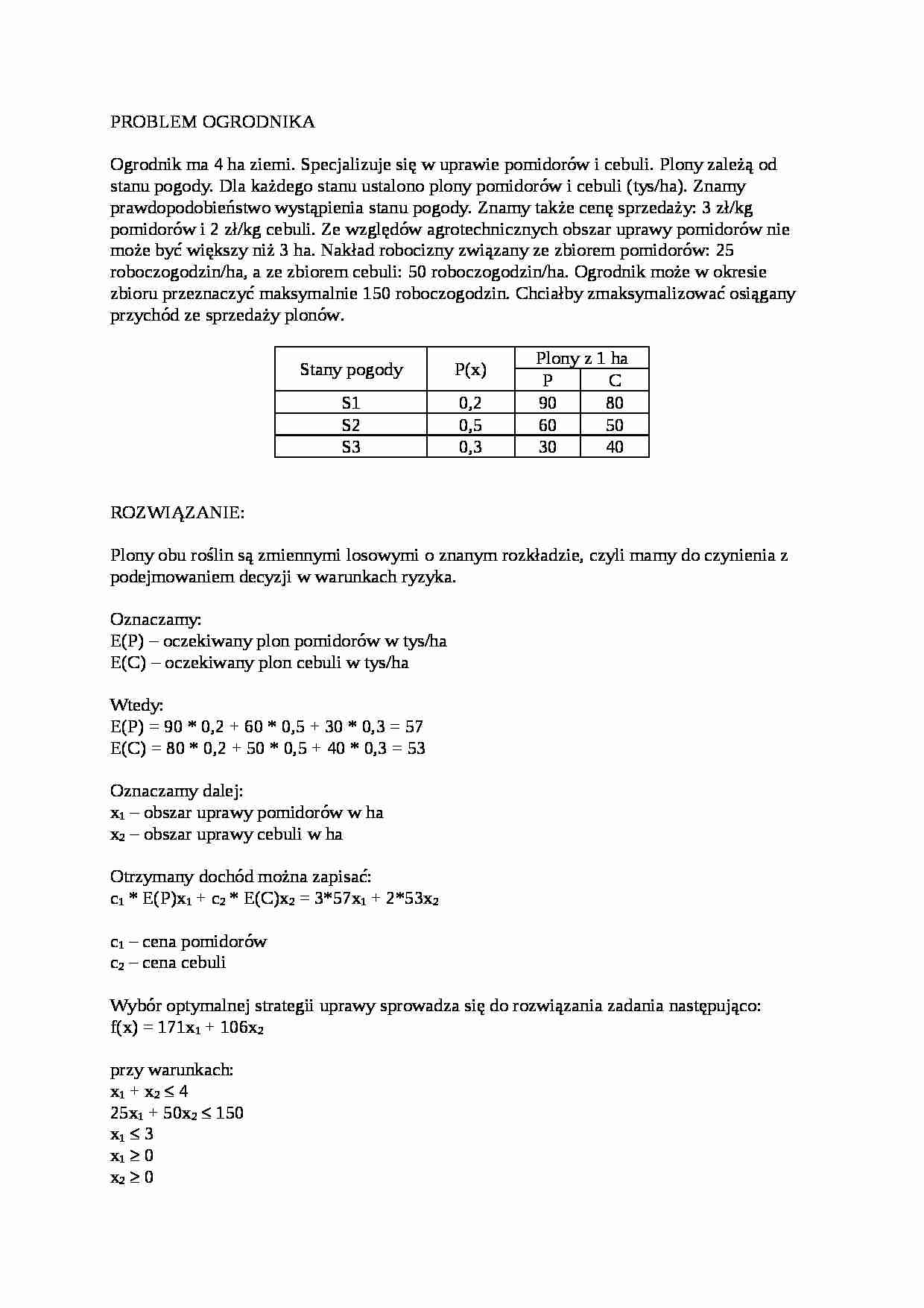 Problem ogrodnika - omówienie - strona 1