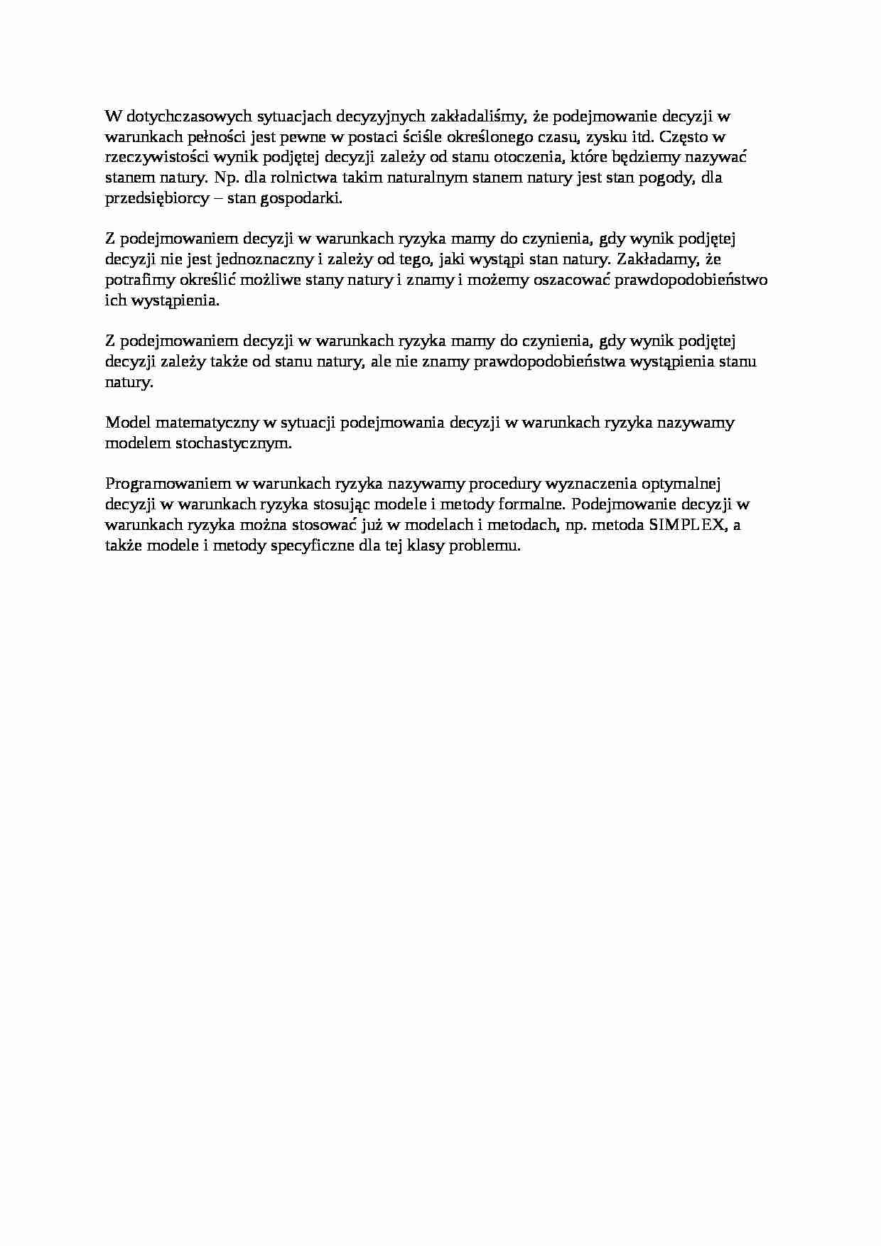 Programowanie w warunkach ryzyka - wstęp - strona 1