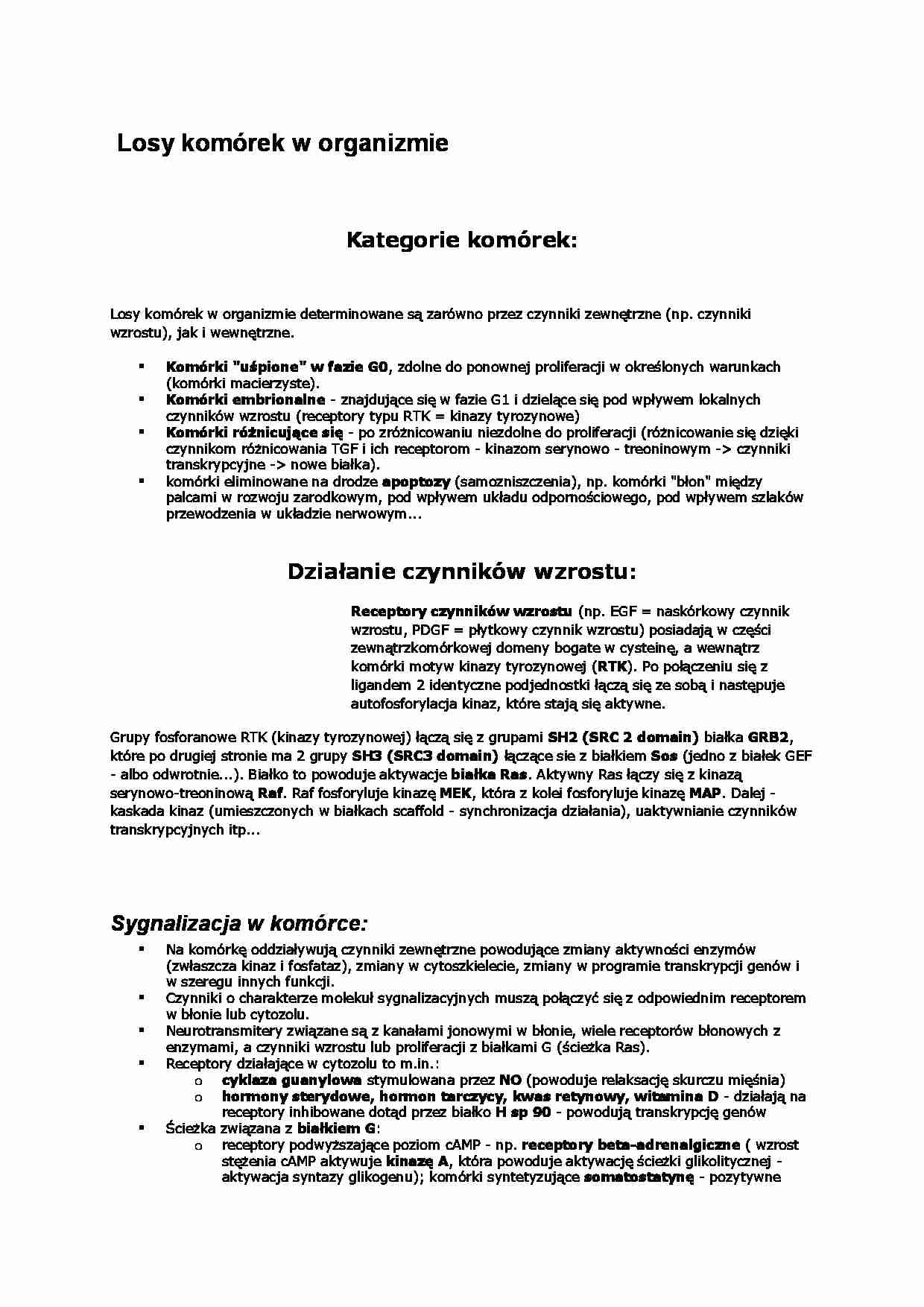 Losy komórek w organizmie - wykład - strona 1