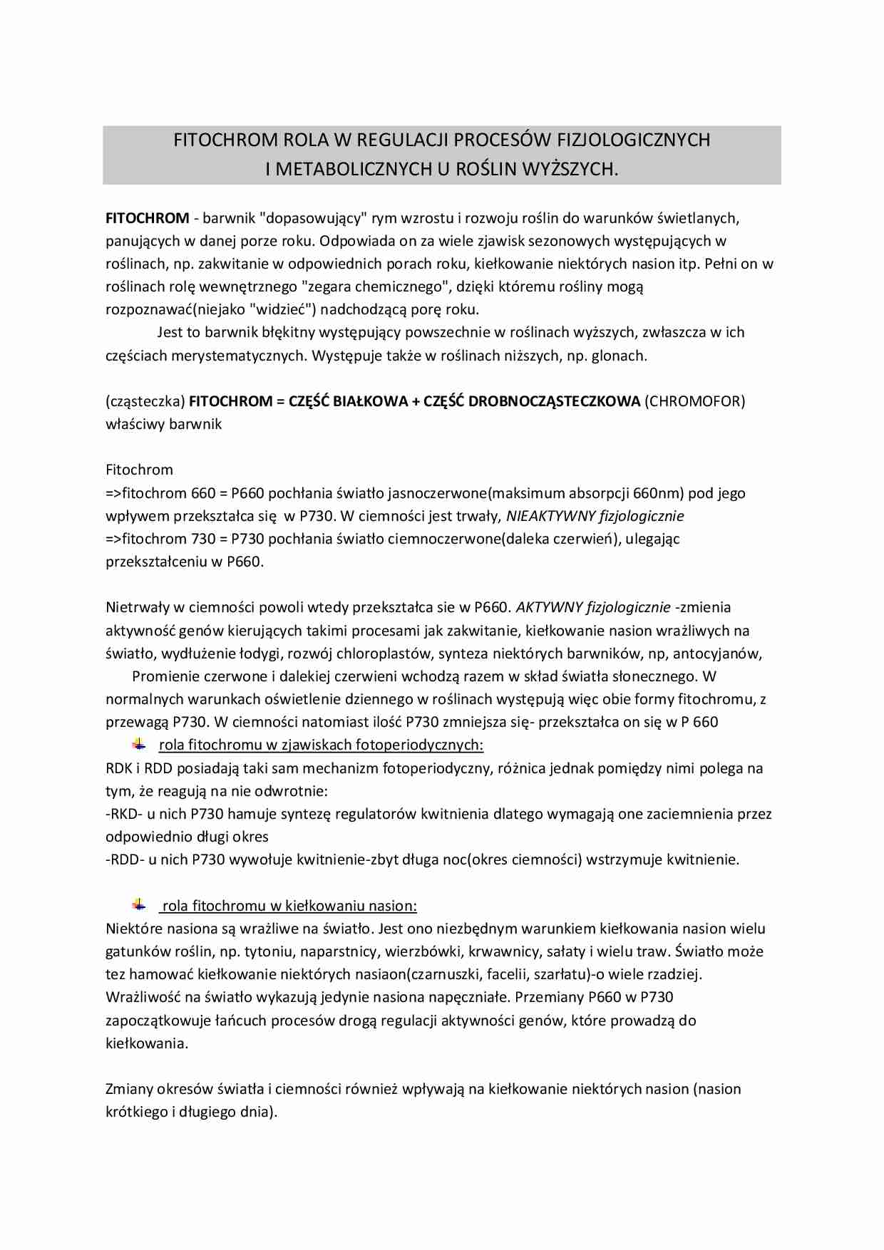 Fitochrom - wykład - strona 1