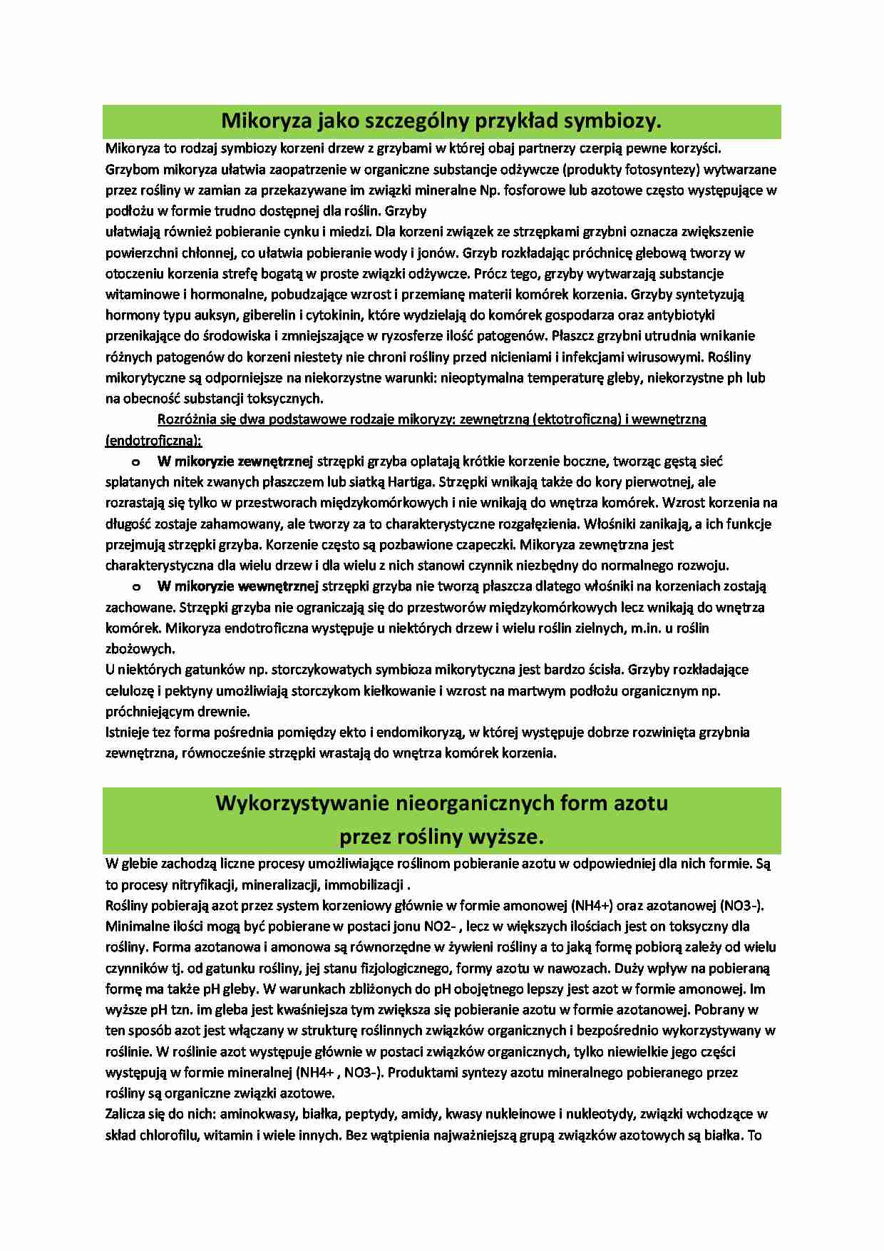 Mikoryza jako szczególny przykład symbiozy. - strona 1