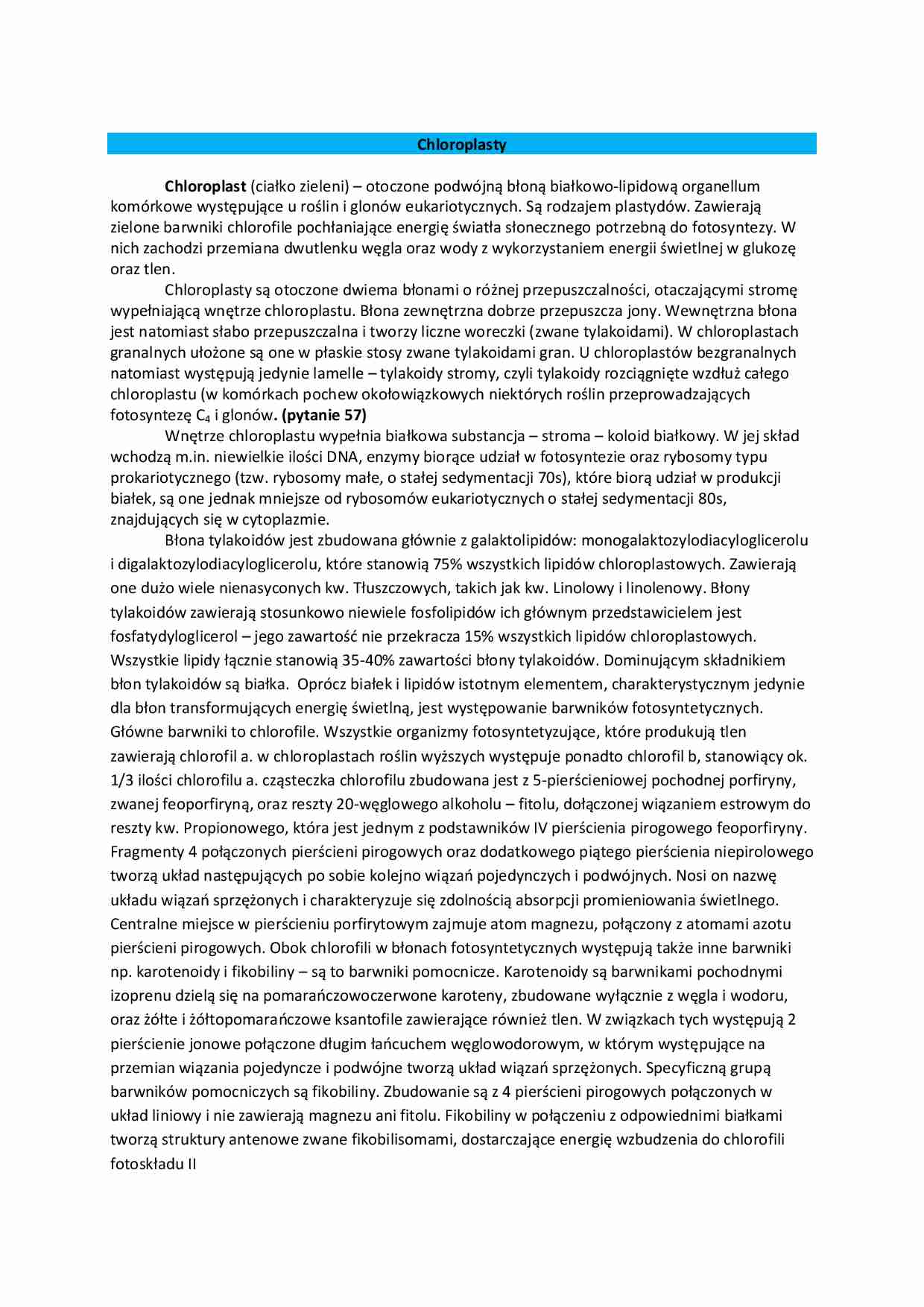 Chloroplasty - ciałko zieleni - wykład - strona 1