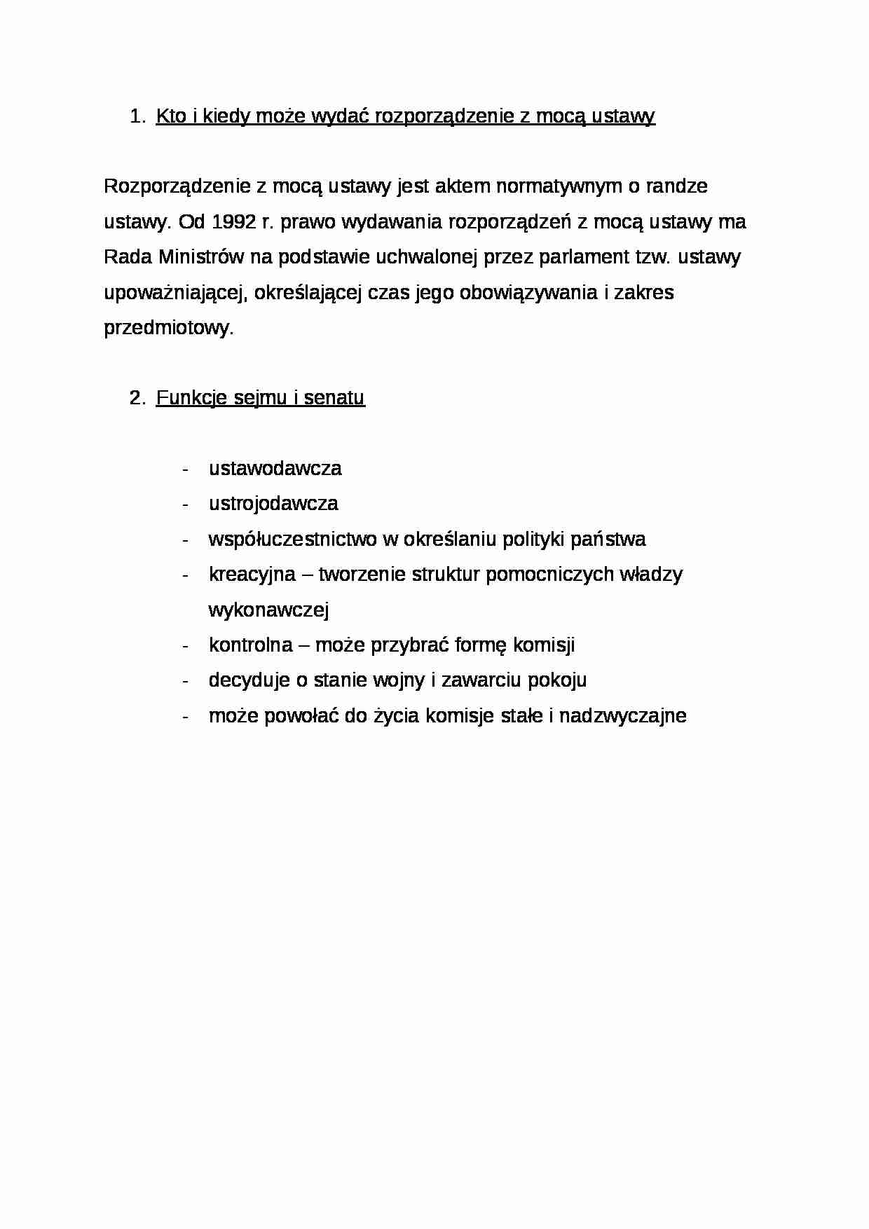 Wykład - wydanie rozporządzeń z mocą ustawy - strona 1