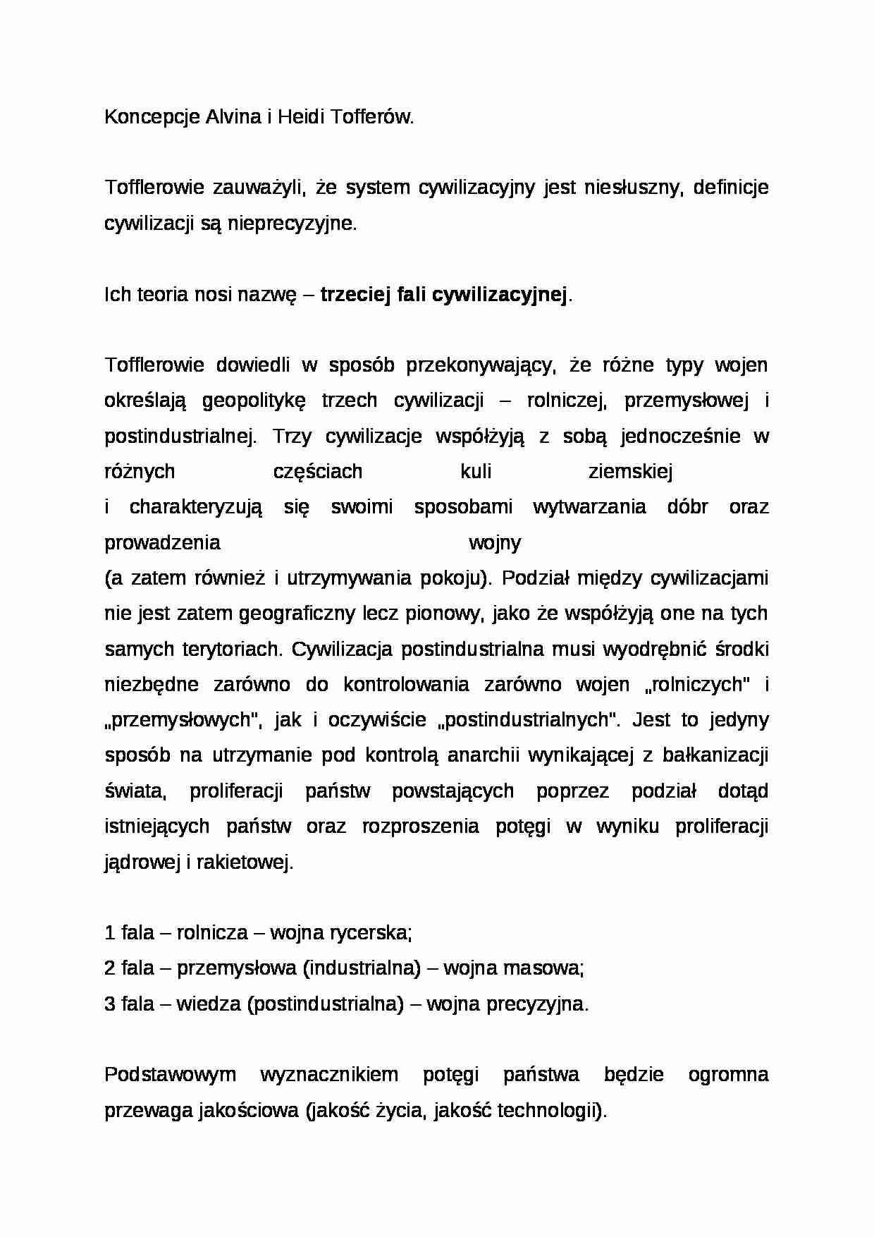 Wykład - Koncepcje Alvina i Heidi Tofferów - strona 1