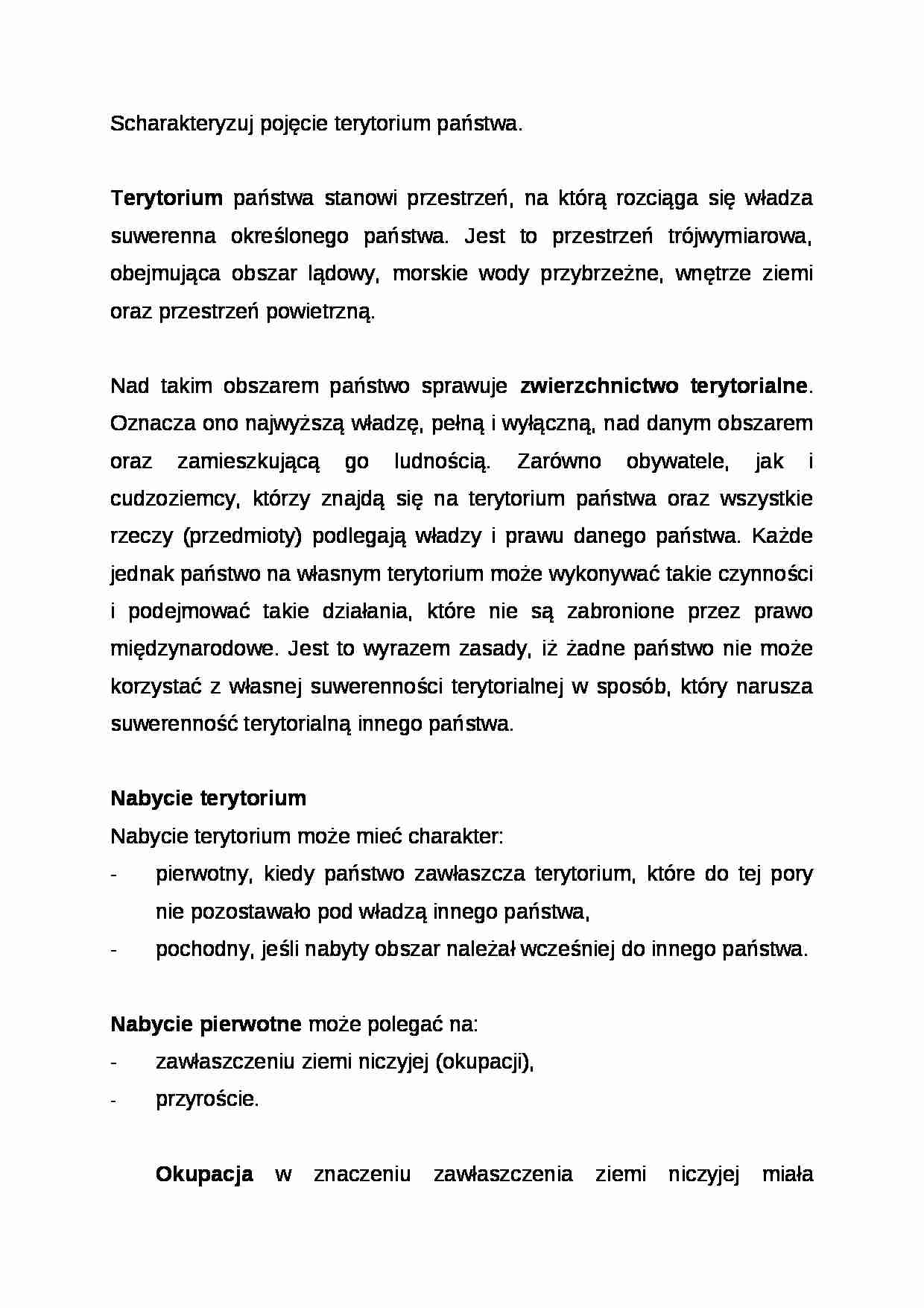 Wykład - pojęcie terytorium państwa - strona 1
