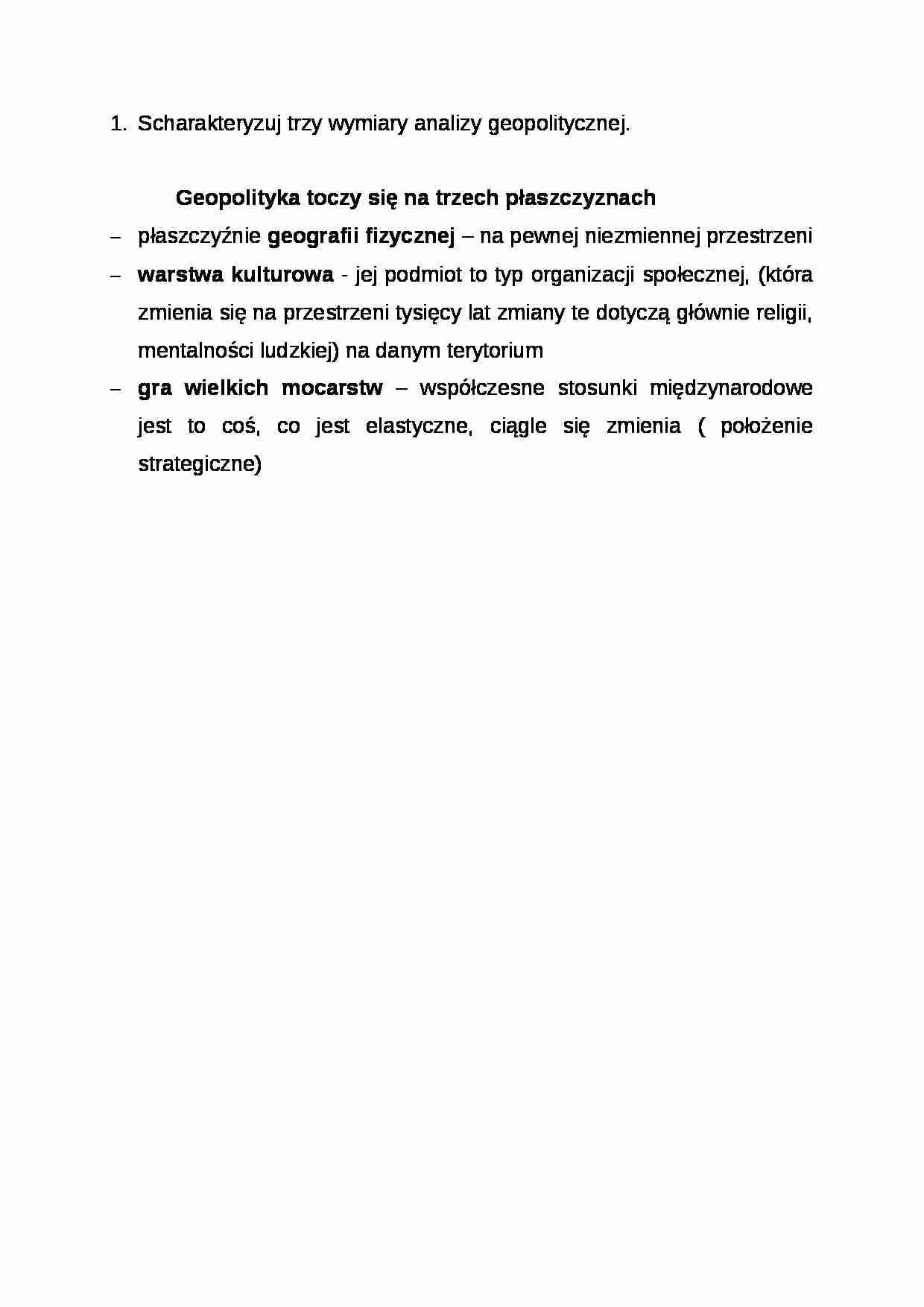Wykład - trzy wymiary analizy geopolitycznej - strona 1