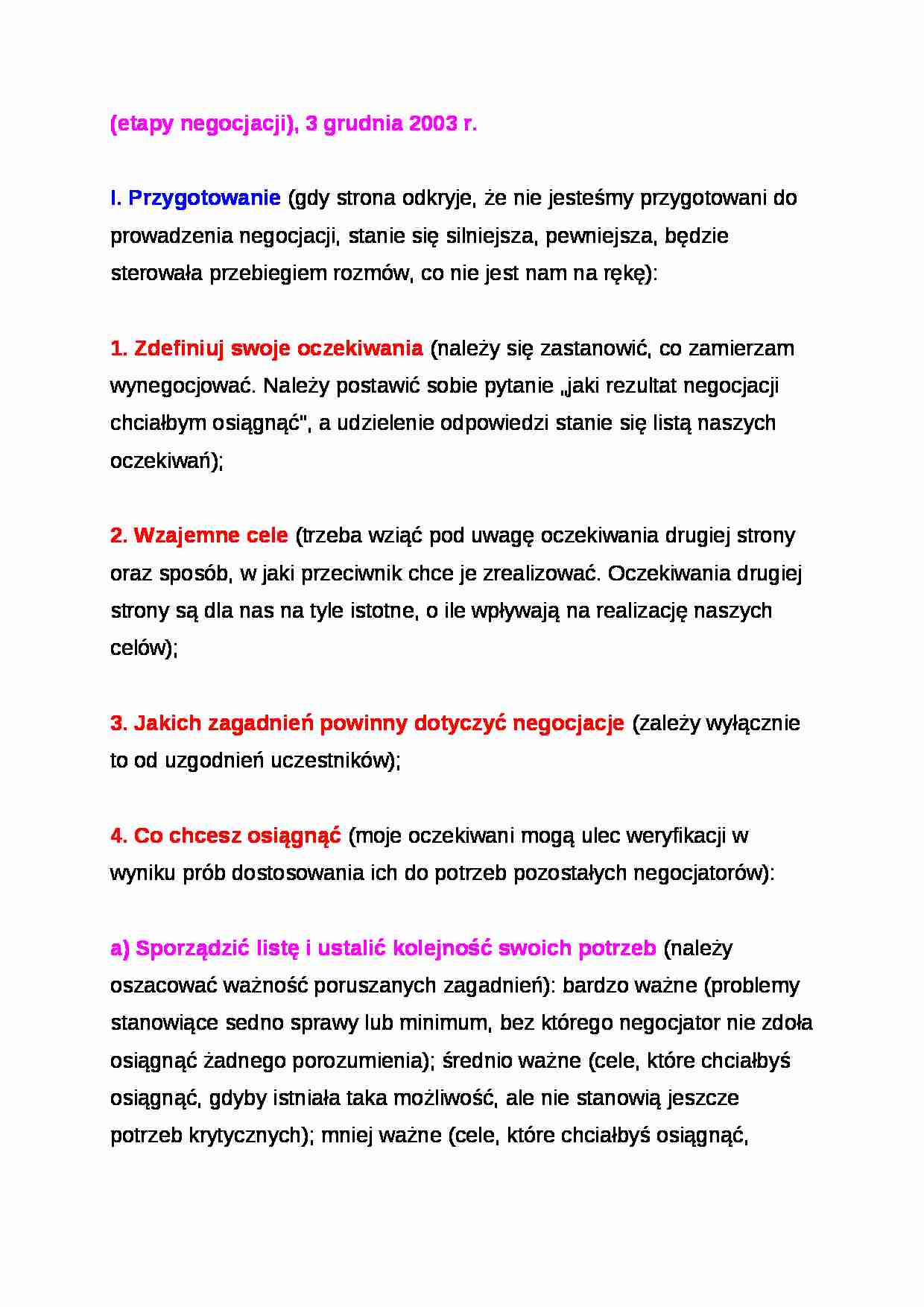 Wykład - etapy negocjacji - strona 1