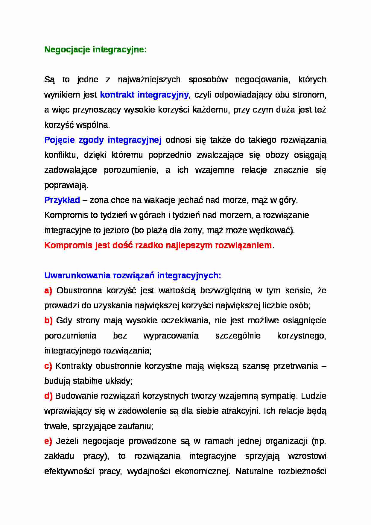 Wykład - Negocjacje integracyjne - strona 1