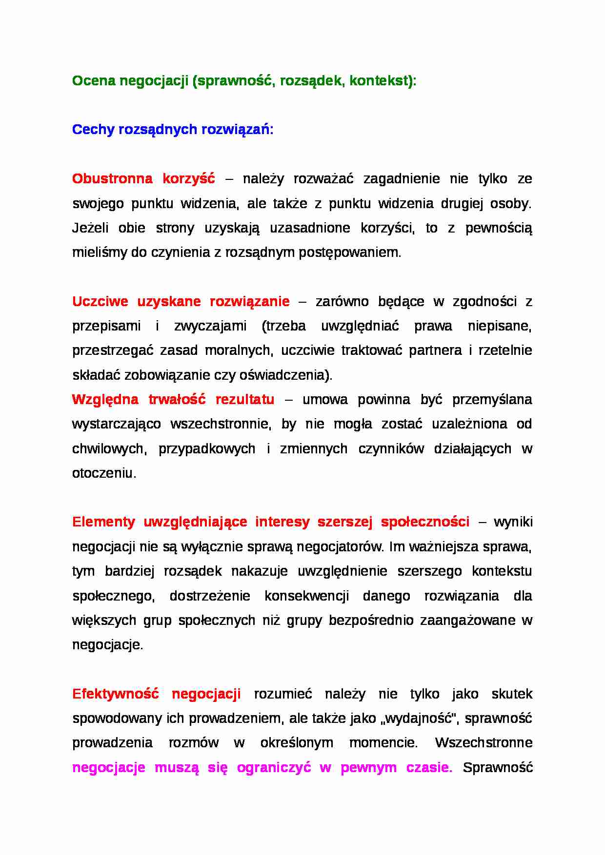 Wykład - Ocena negocjacji - strona 1