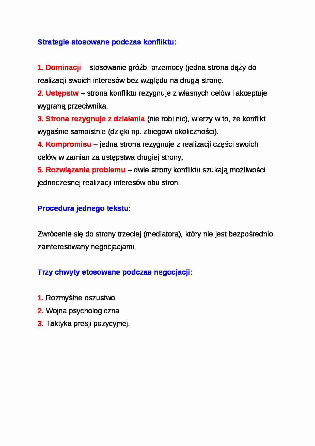 Wykład - Strategie stosowane podczas konfliktu - strona 1