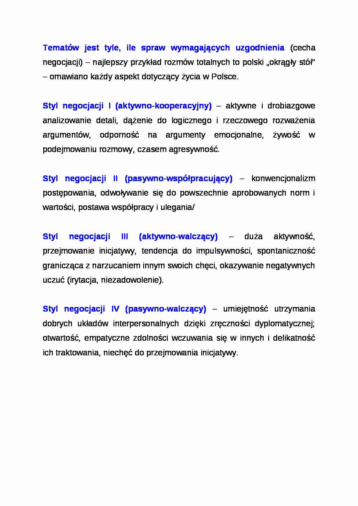 Wykład - style negocjacji - strona 1