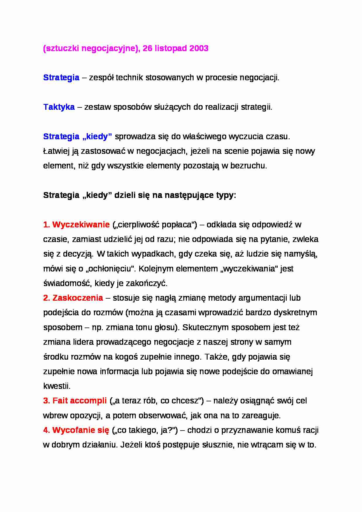 Wykład - sztuczki negocjacyjne - strona 1
