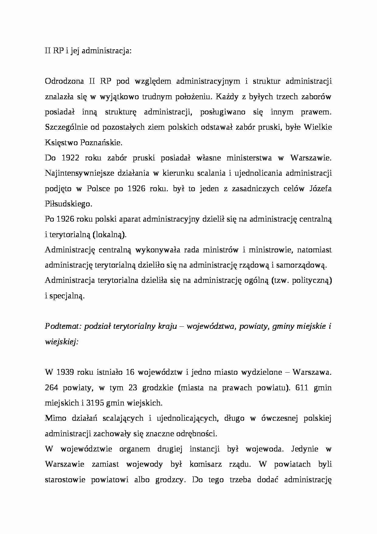 Wykład - II RP i jej administracja - strona 1