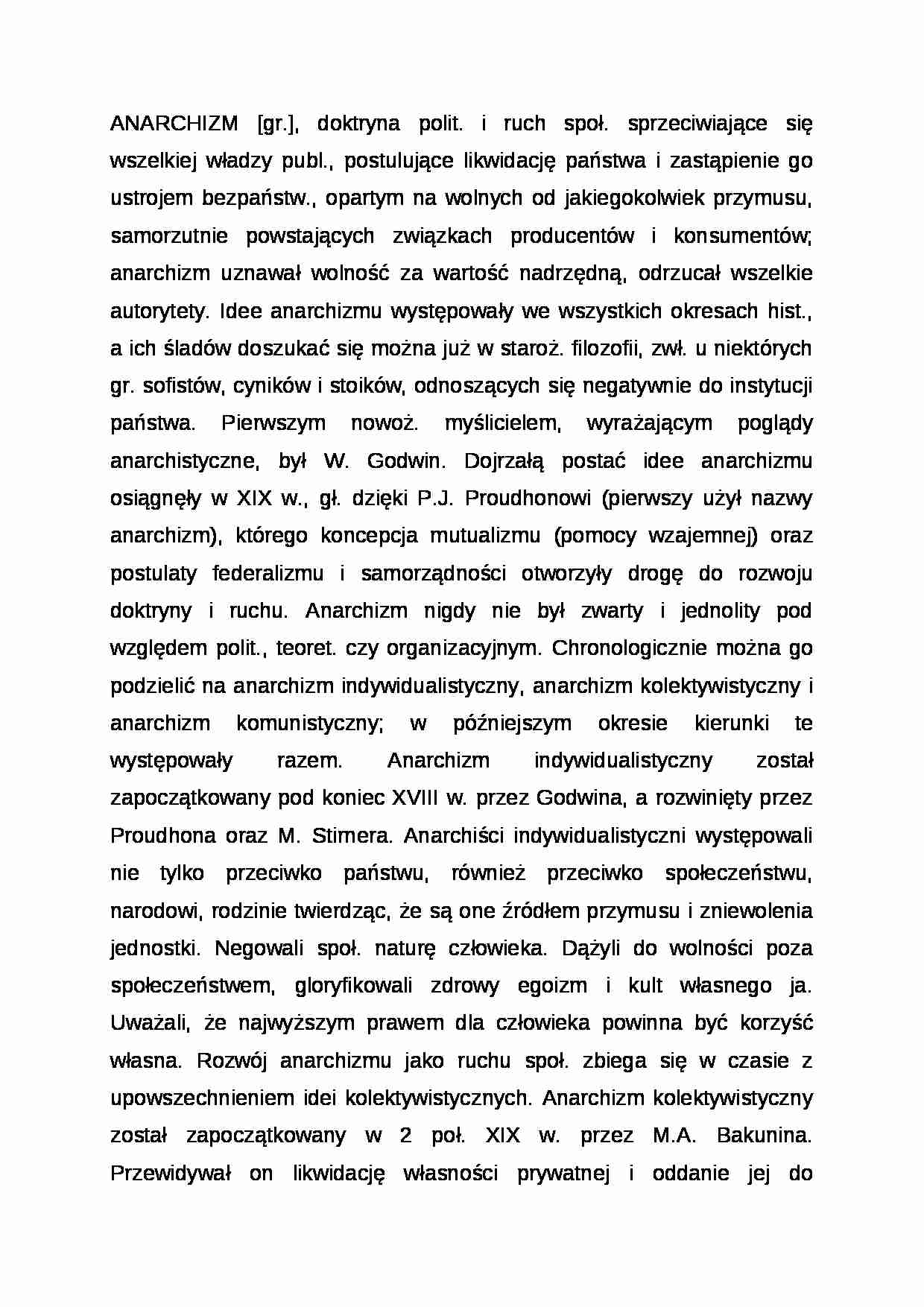 Wykład - definicja anarchizmu - strona 1