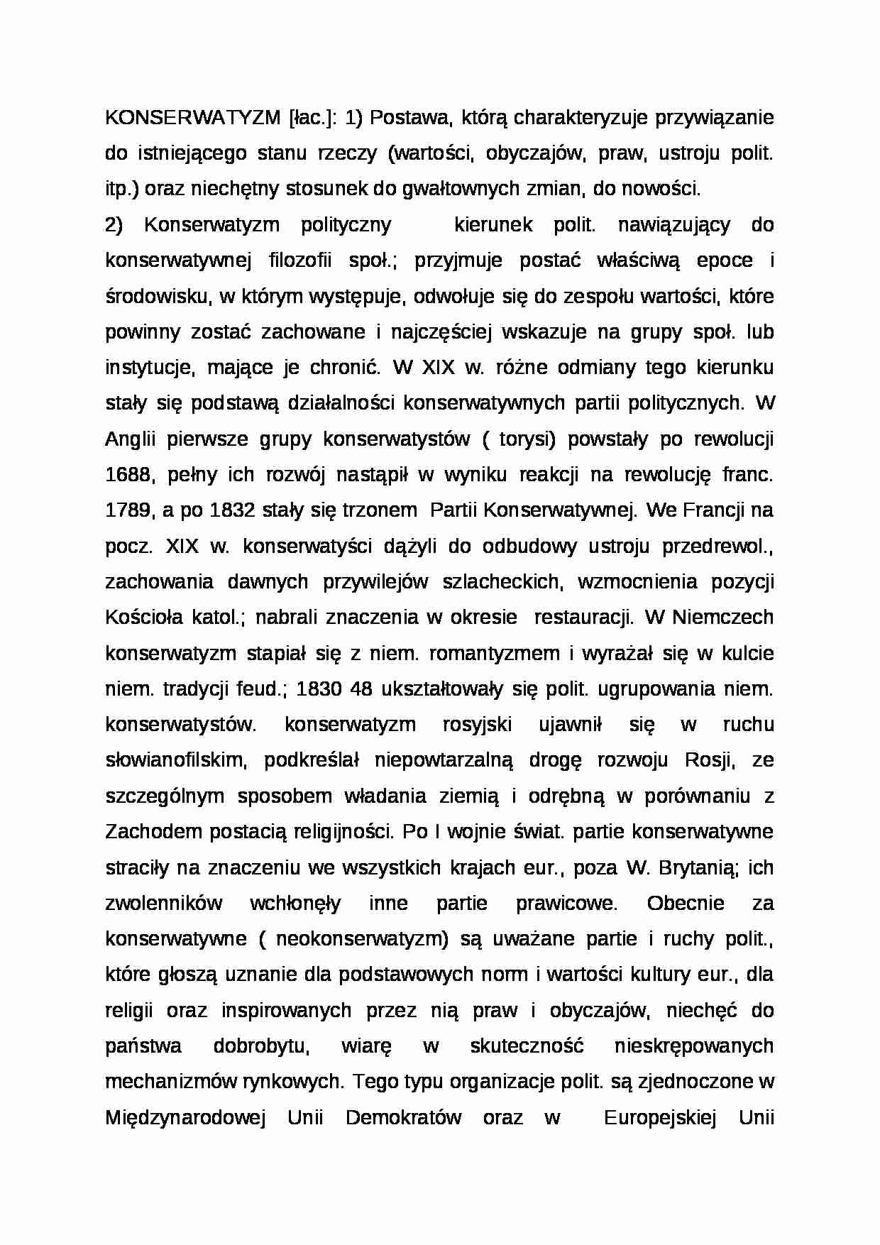 Wykład - definicja konserwatyzmu - strona 1