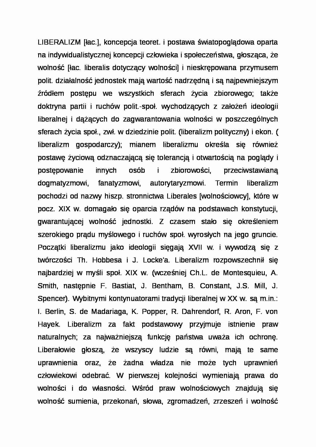 Wykład - definicja liberalizmu - strona 1