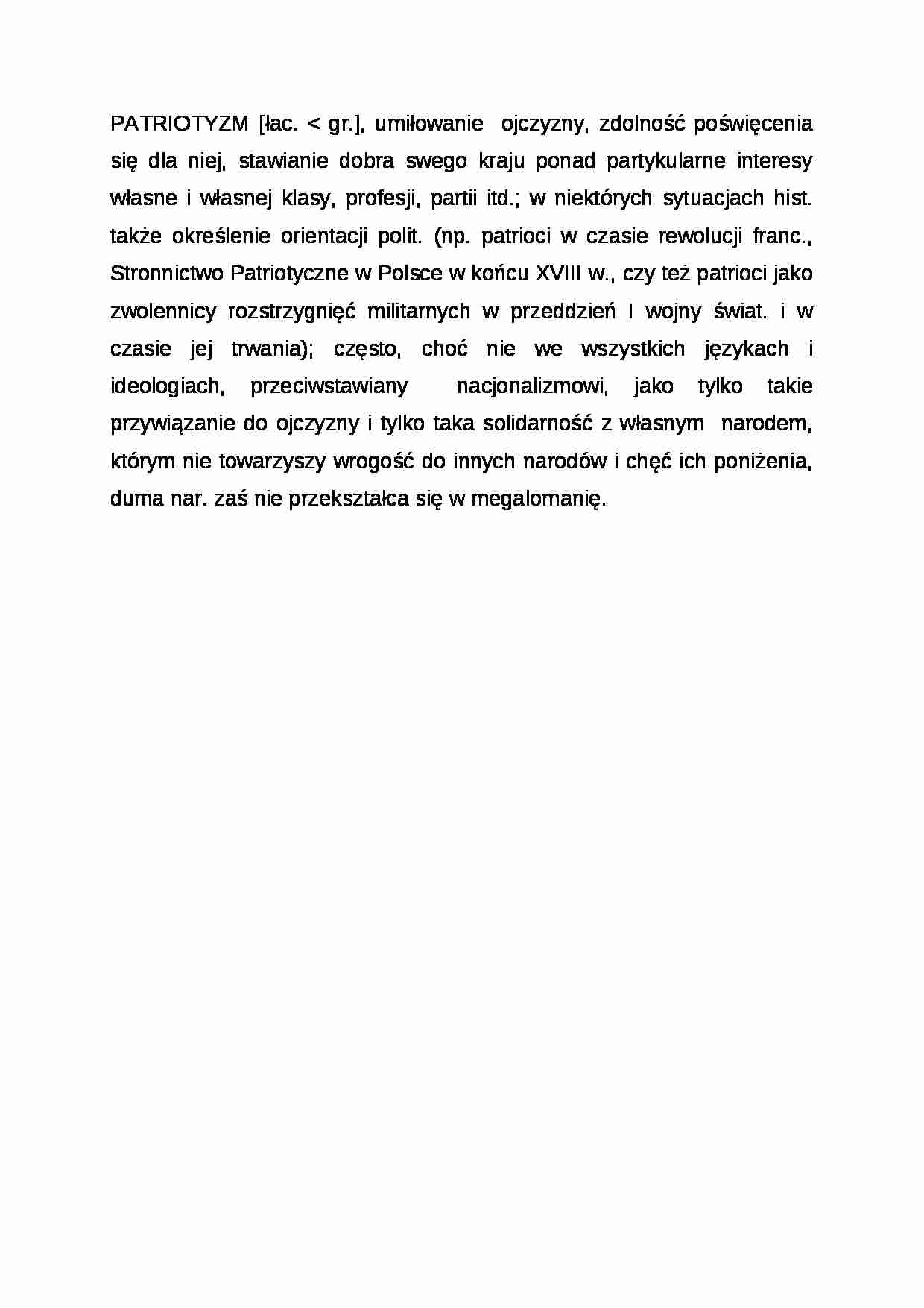 Wykład - definicja patriotyzmu - strona 1