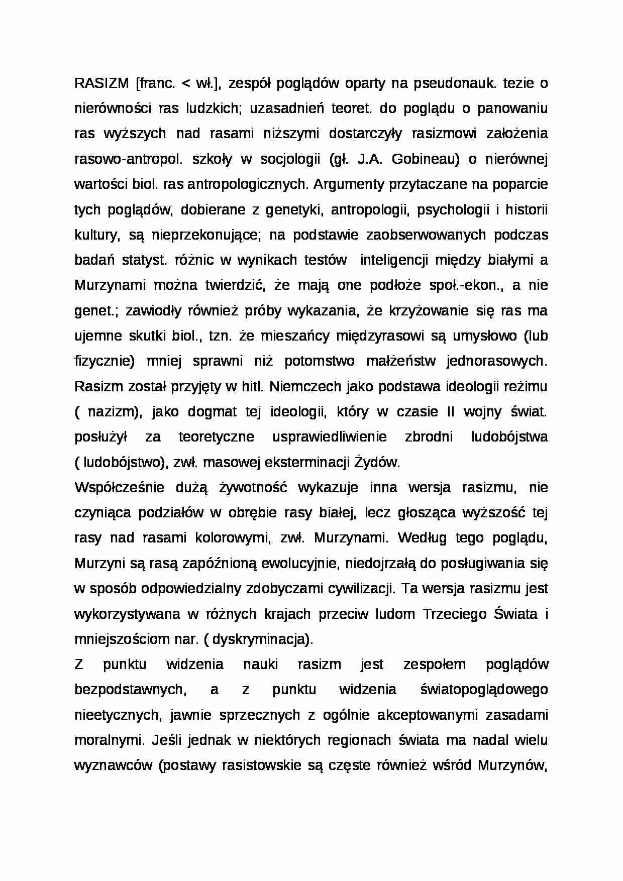 Wykład - definicja rasizmu - strona 1