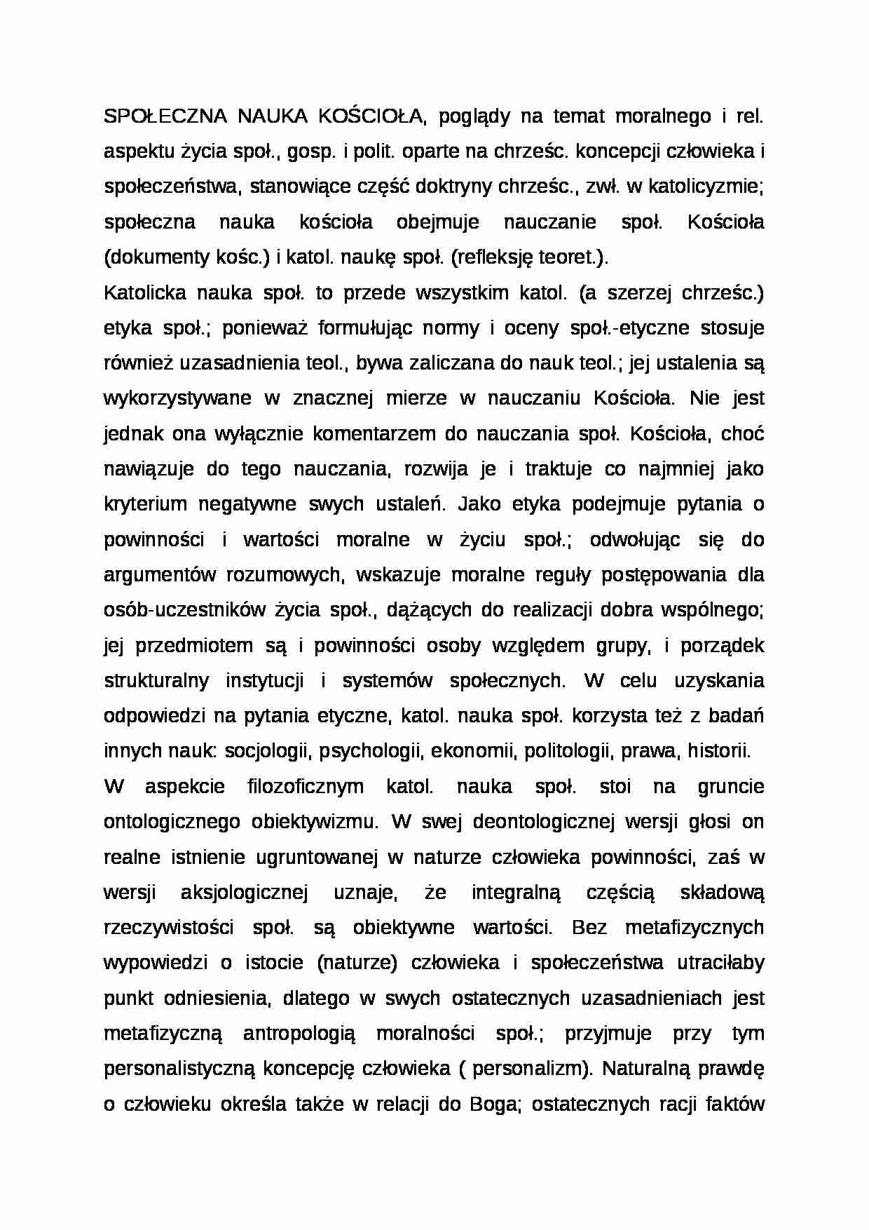 Wykład - społeczna nauka kościoła - strona 1