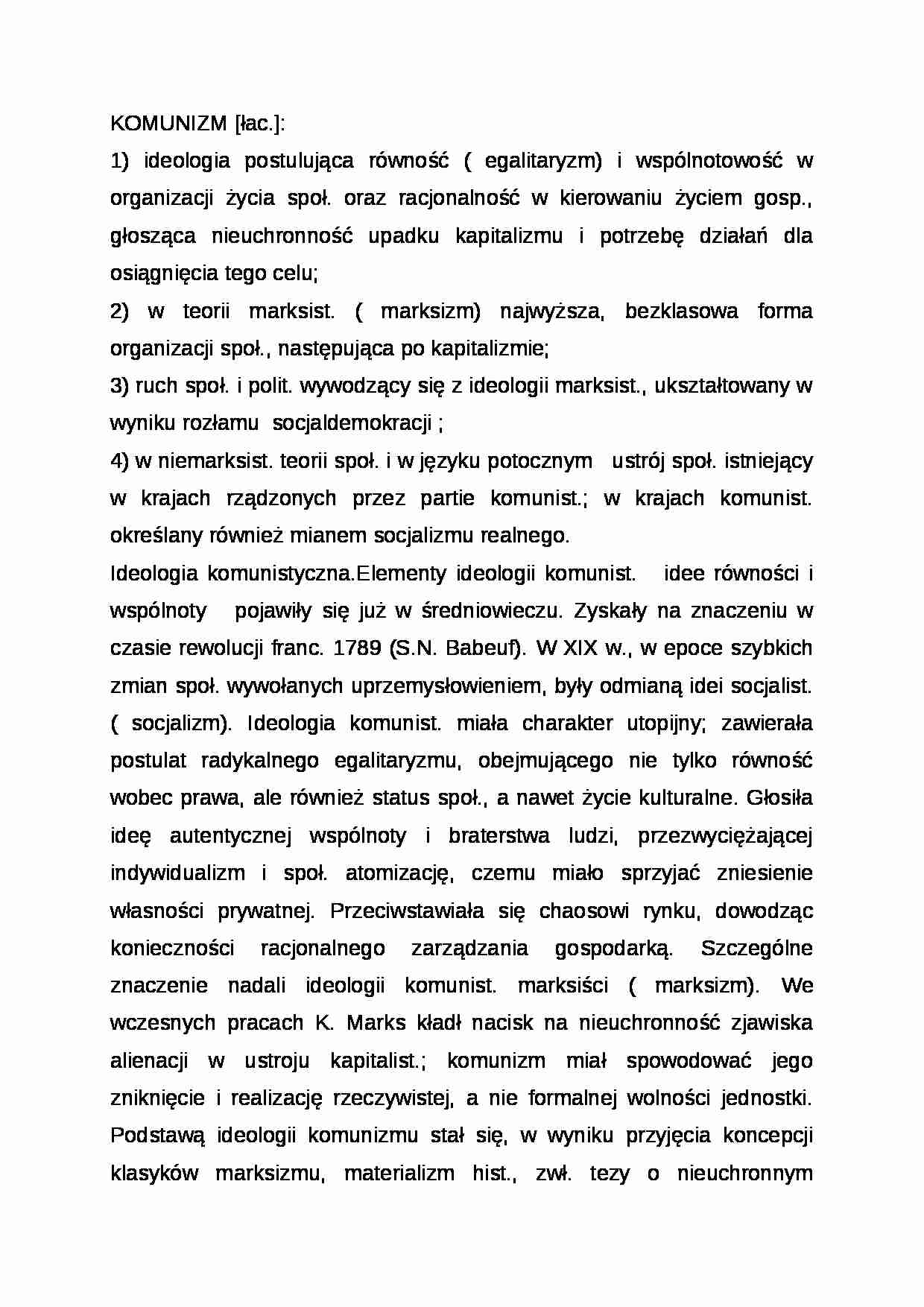 Wykład - charakterystyka komunizmu - strona 1