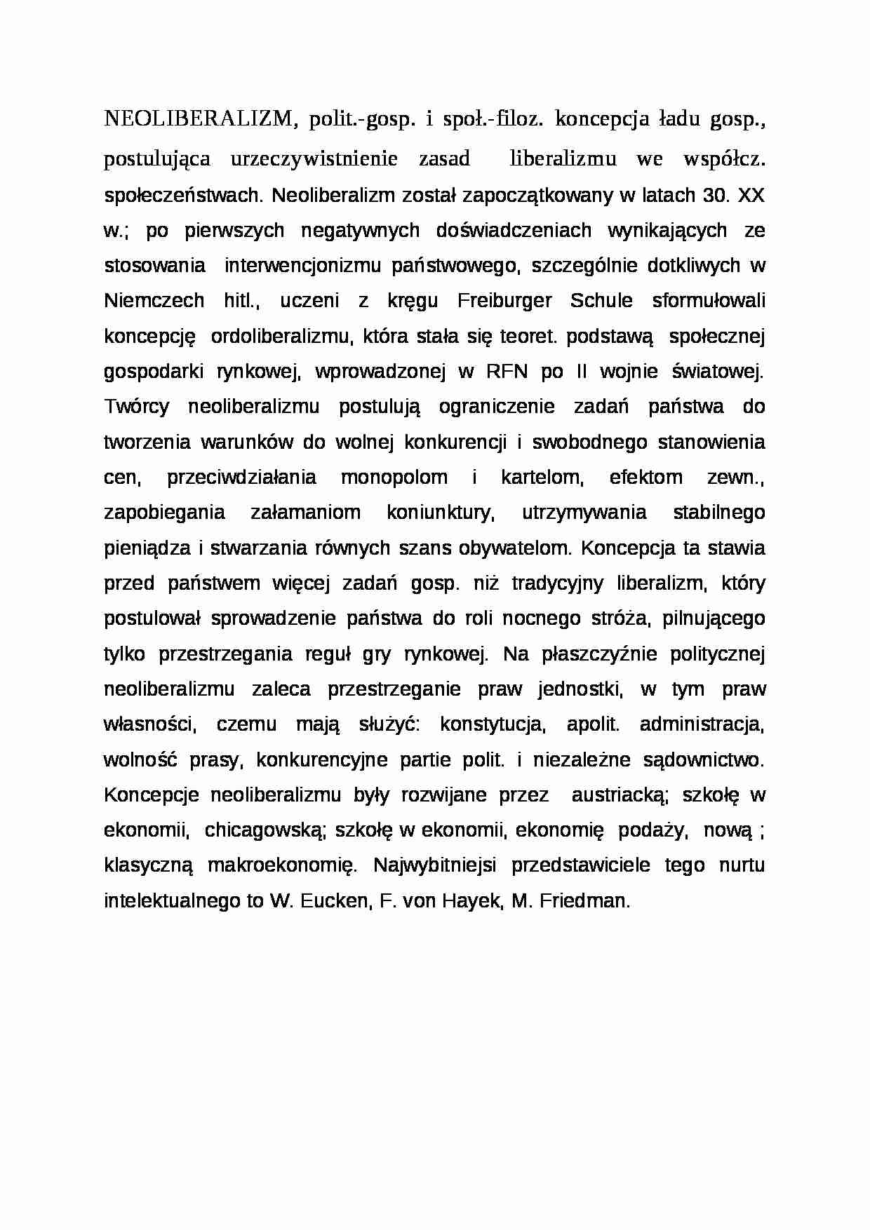 Wykład - definicja neolibaralizmu - strona 1