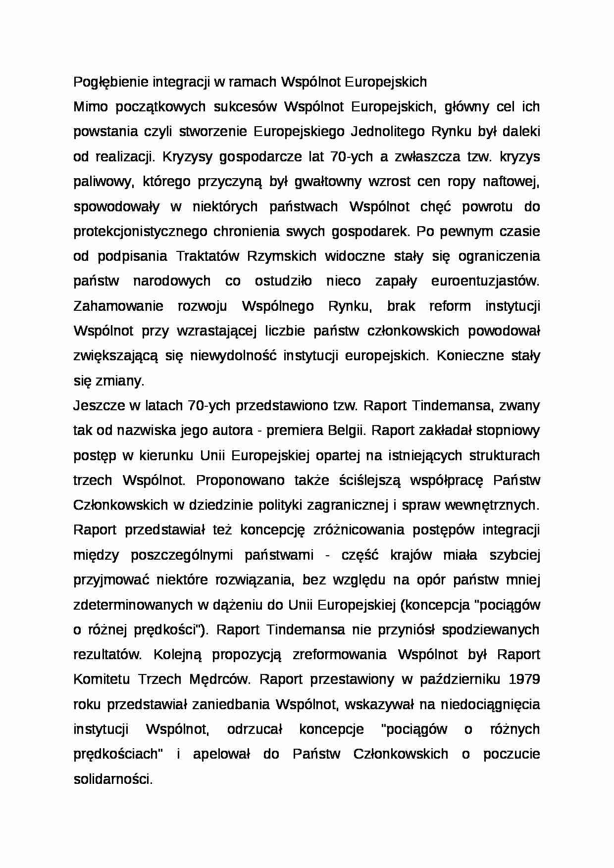 Wykład - Pogłębienie integracji w ramach Wspólnot Europejskich - strona 1